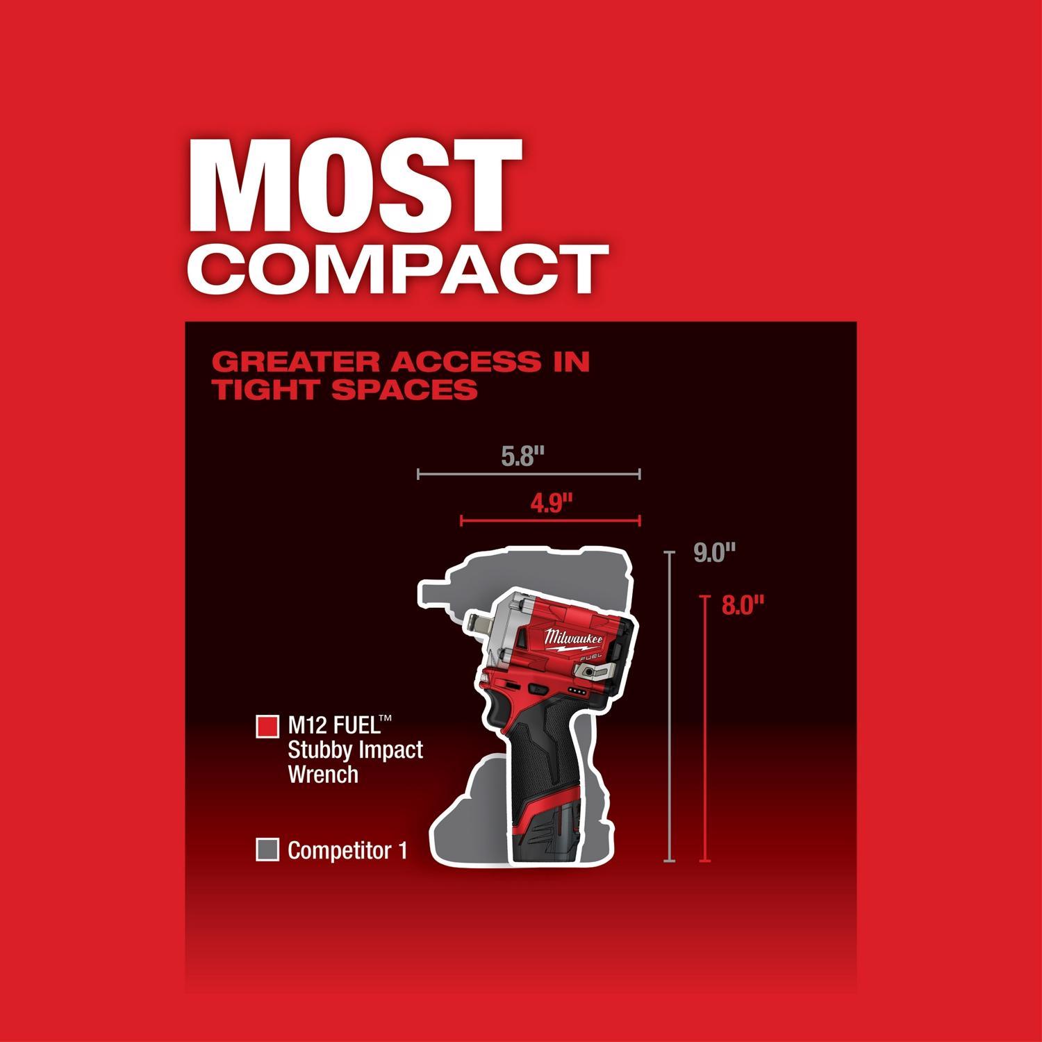 Milwaukee M12 FUEL 1/2 in. Cordless Brushless Stubby Impact Wrench Tool Only