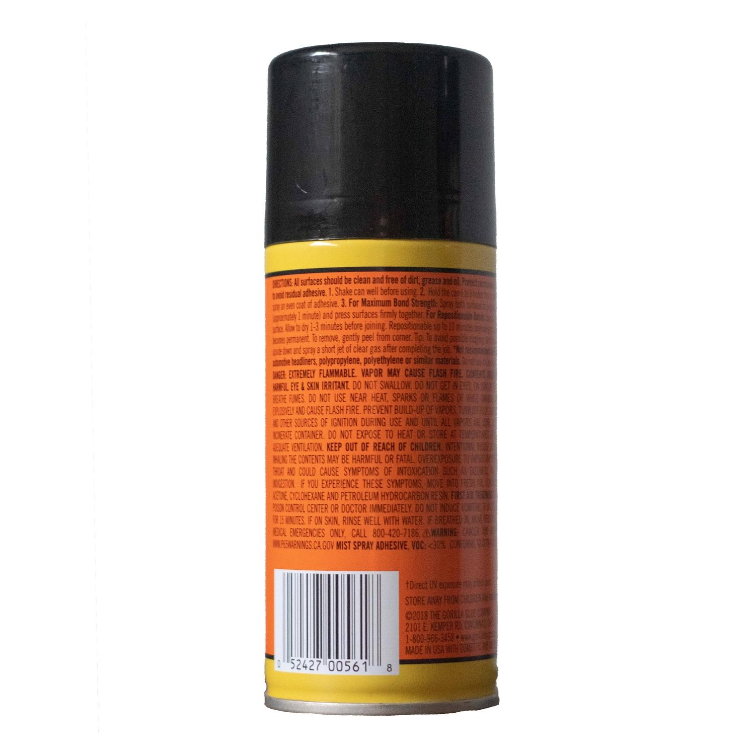 Gorilla Heavy Duty Super Strength Clear Spray Adhesive 4 oz