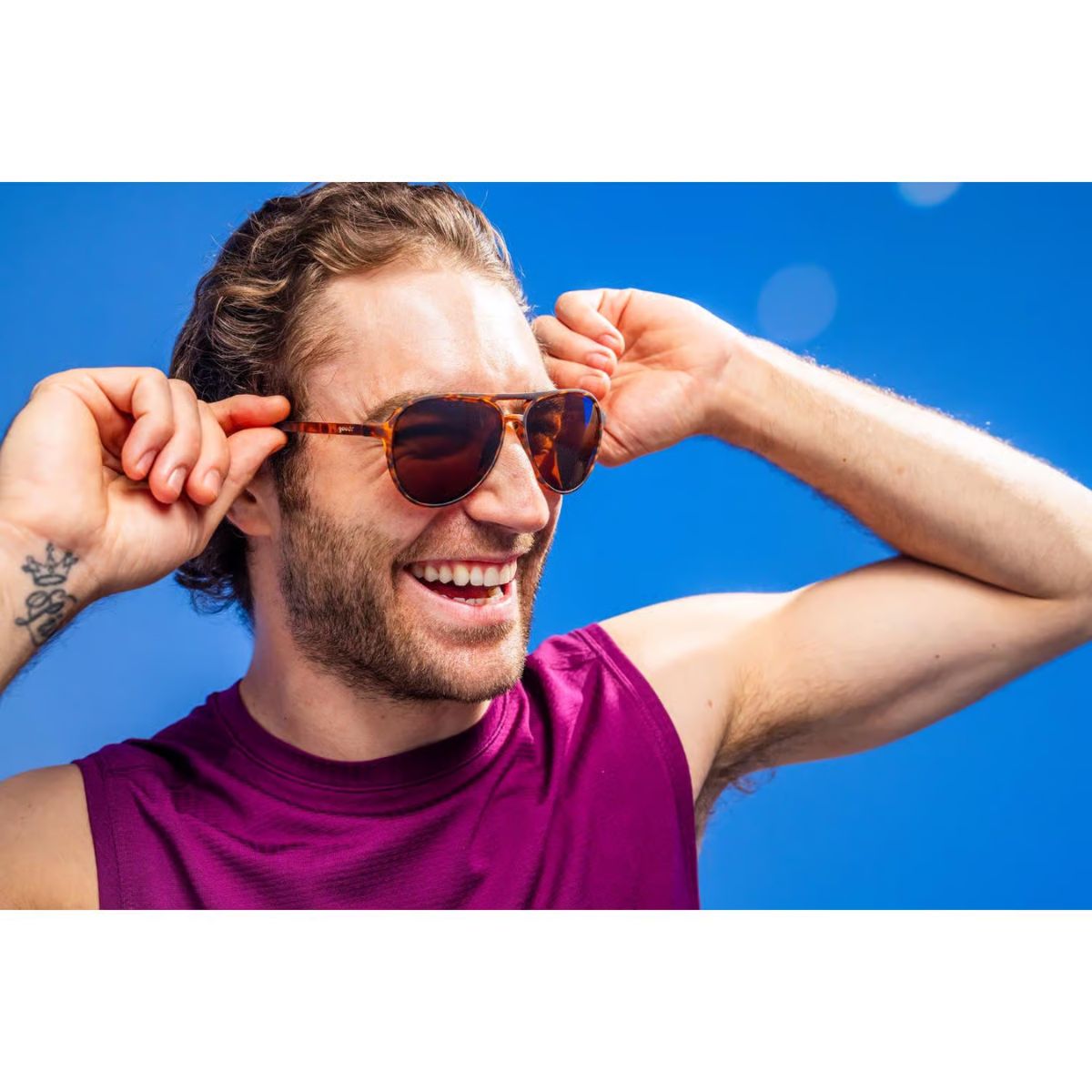 goodr Mach G - Amelia Earhart Ghosted Me Sunglasses Unisex Brown Frame Brown Lens Polarized