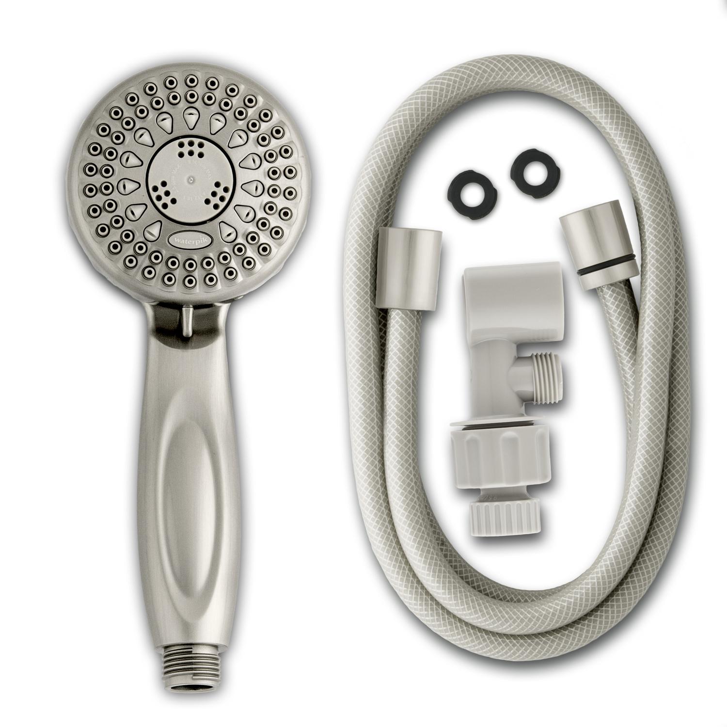 Waterpik PowerSpray Plus Brushed Nickel 5 settings Handheld Showerhead 1.8 gpm
