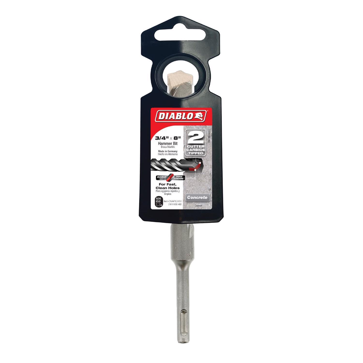 Diablo 3/4 in. X 8 in. L Carbide Tipped 2-Cutter Hammer Drill Bit SDS-Plus Shank 1 pk