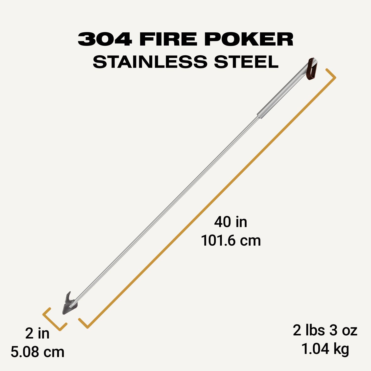 Breeo 304 Fire Poker Stainless Steel Log Grabber and Poker 40 in. H X 2 in. W X 40 in. D