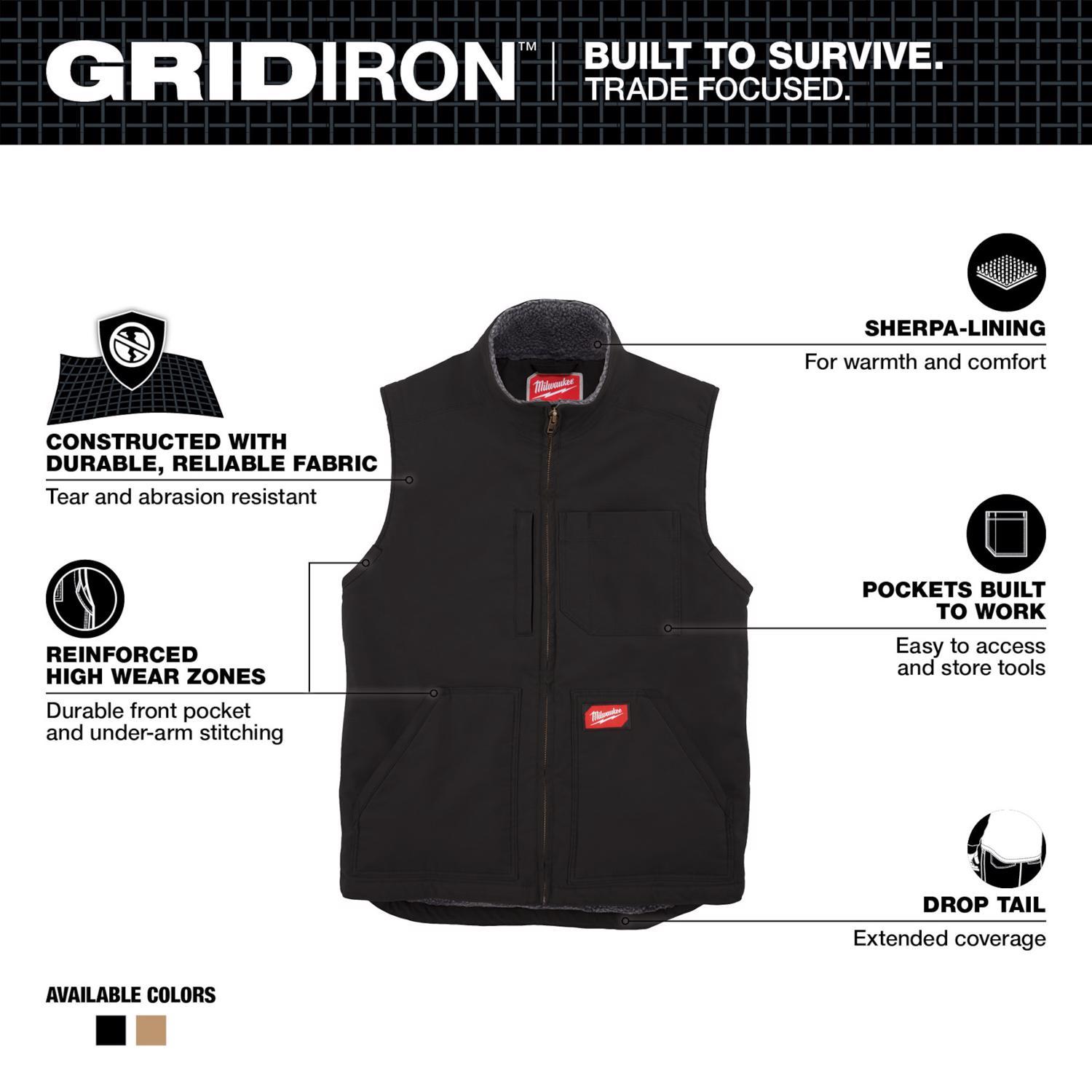 Milwaukee XXL Sleeveless Men's Mock Neck Work Vest Black
