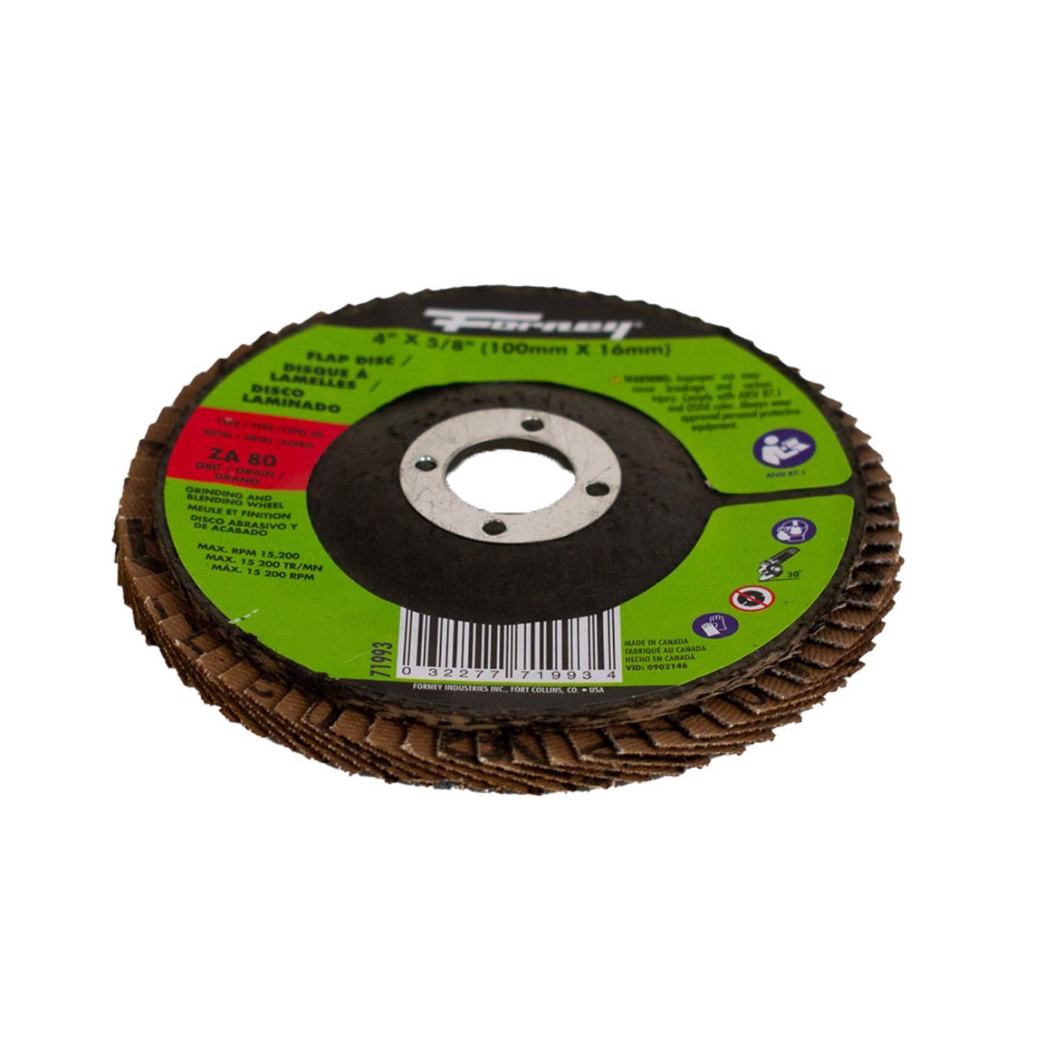 Forney 4 in. D X 5/8 in. in. Zirconia Aluminum Oxide Flap Disc 80 Grit 1 pc