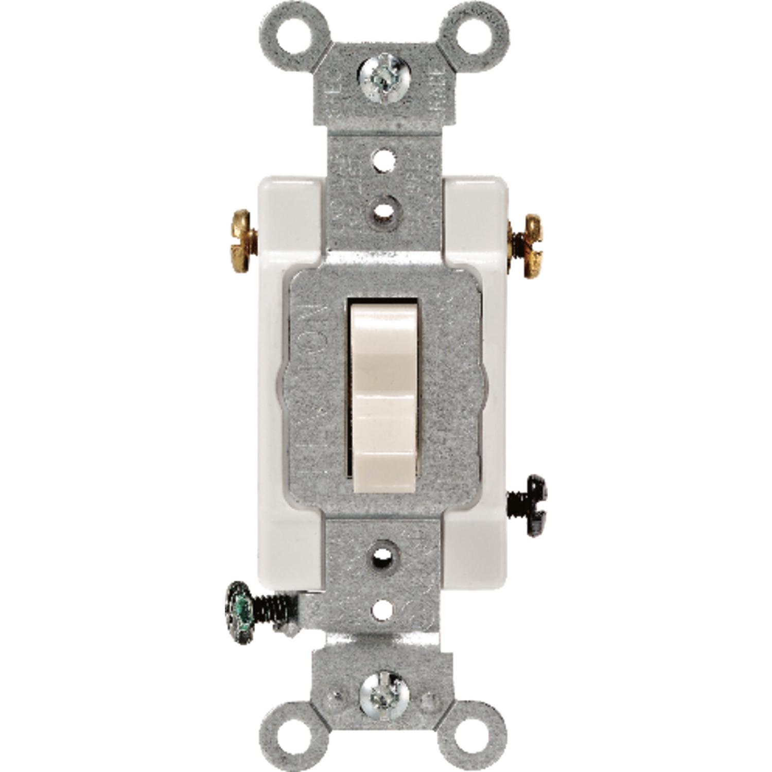 Leviton 15 amps Three Pole Toggle AC Quiet Switch Light Almond 1 pk