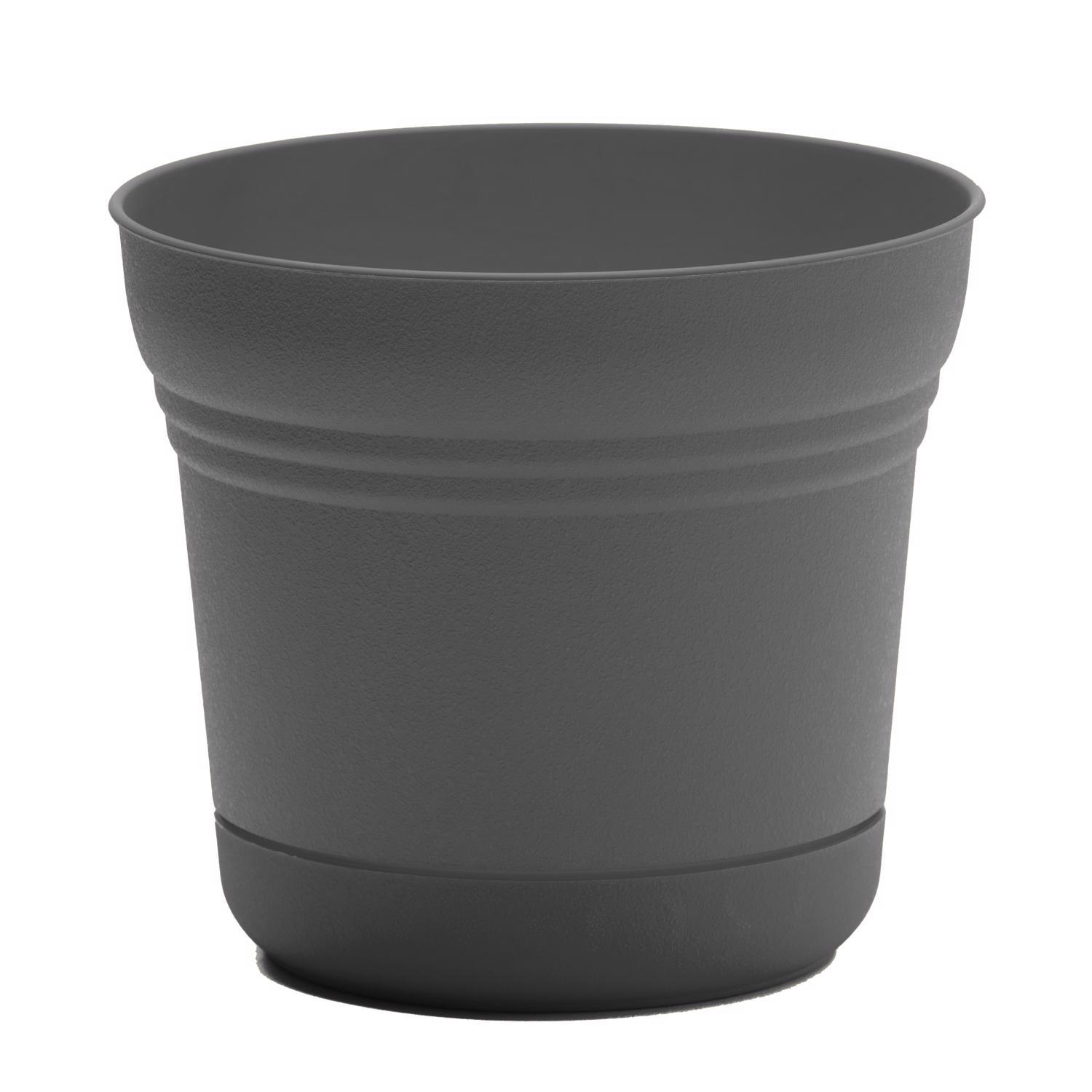 Bloem Saturn 6.5 in. H X 7.25 in. W Polyresin Traditional Planter Charcoal
