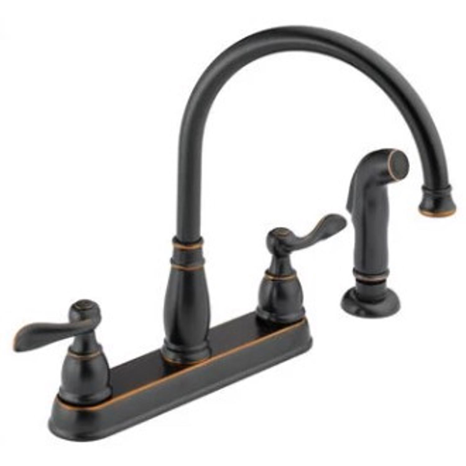 Delta Windemere Two Handle Oil Rubbed Bronze Kitchen Faucet Side Sprayer Included