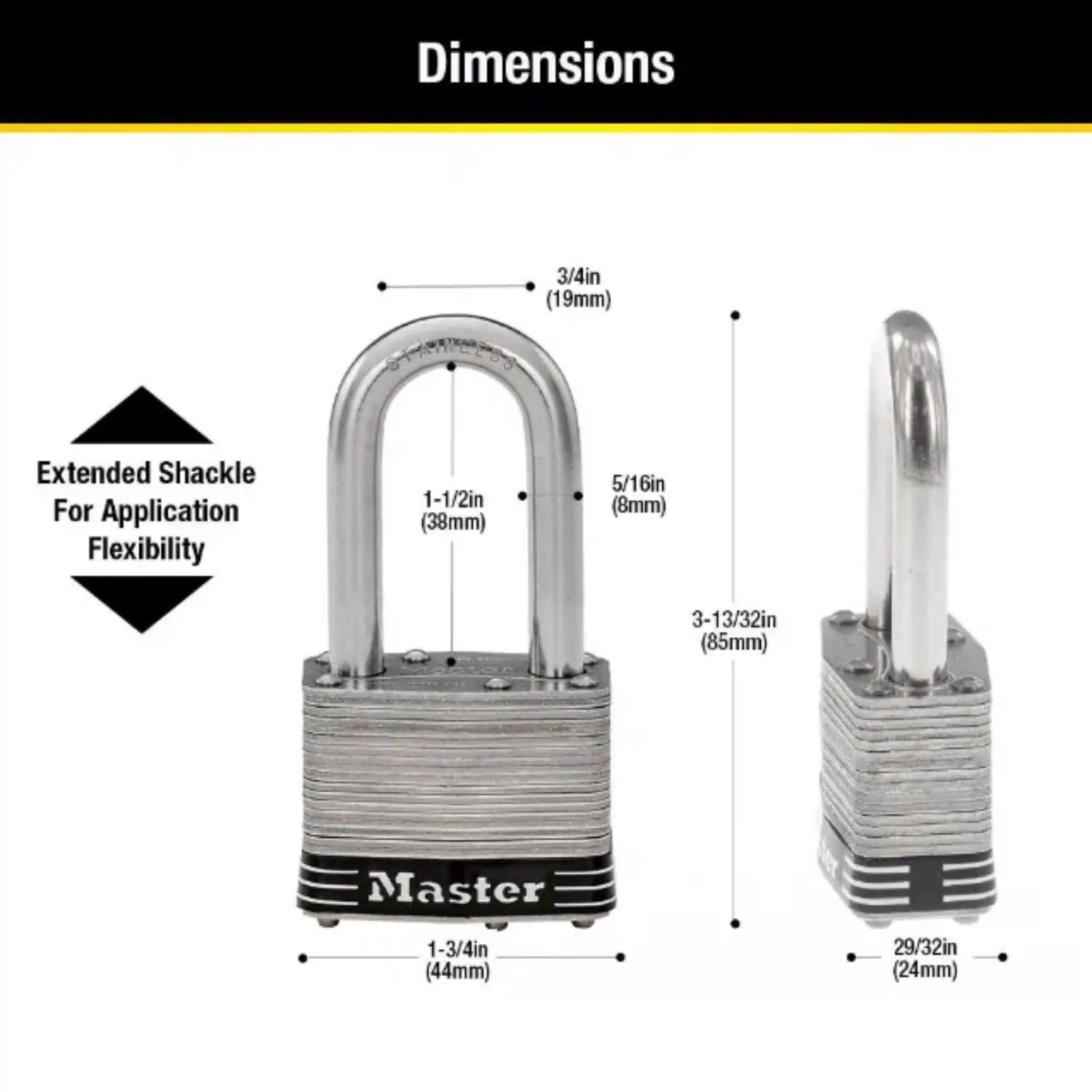 Master Lock 3.18 in. H X 1-3/4 in. W Stainless Steel 4-Pin Tumbler Marine Padlock