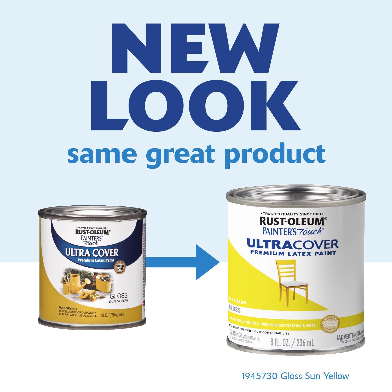 Rust-Oleum Painters Touch Ultra Cover Gloss Sun Yellow Water-Based Paint Exterior and Interior 8 oz