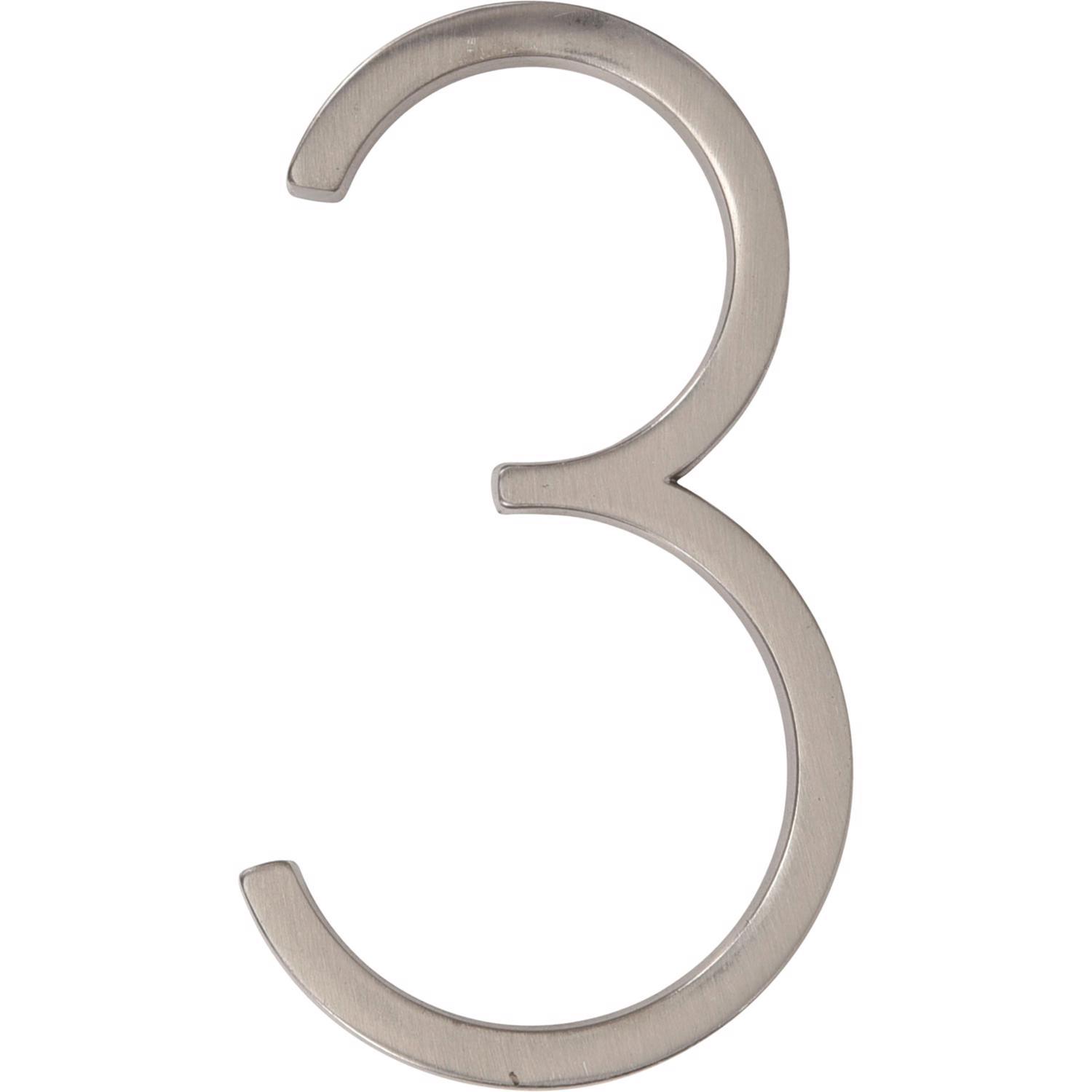 HILLMAN Distinctions 5 in. Silver Steel Screw-On Number 3 1 pc