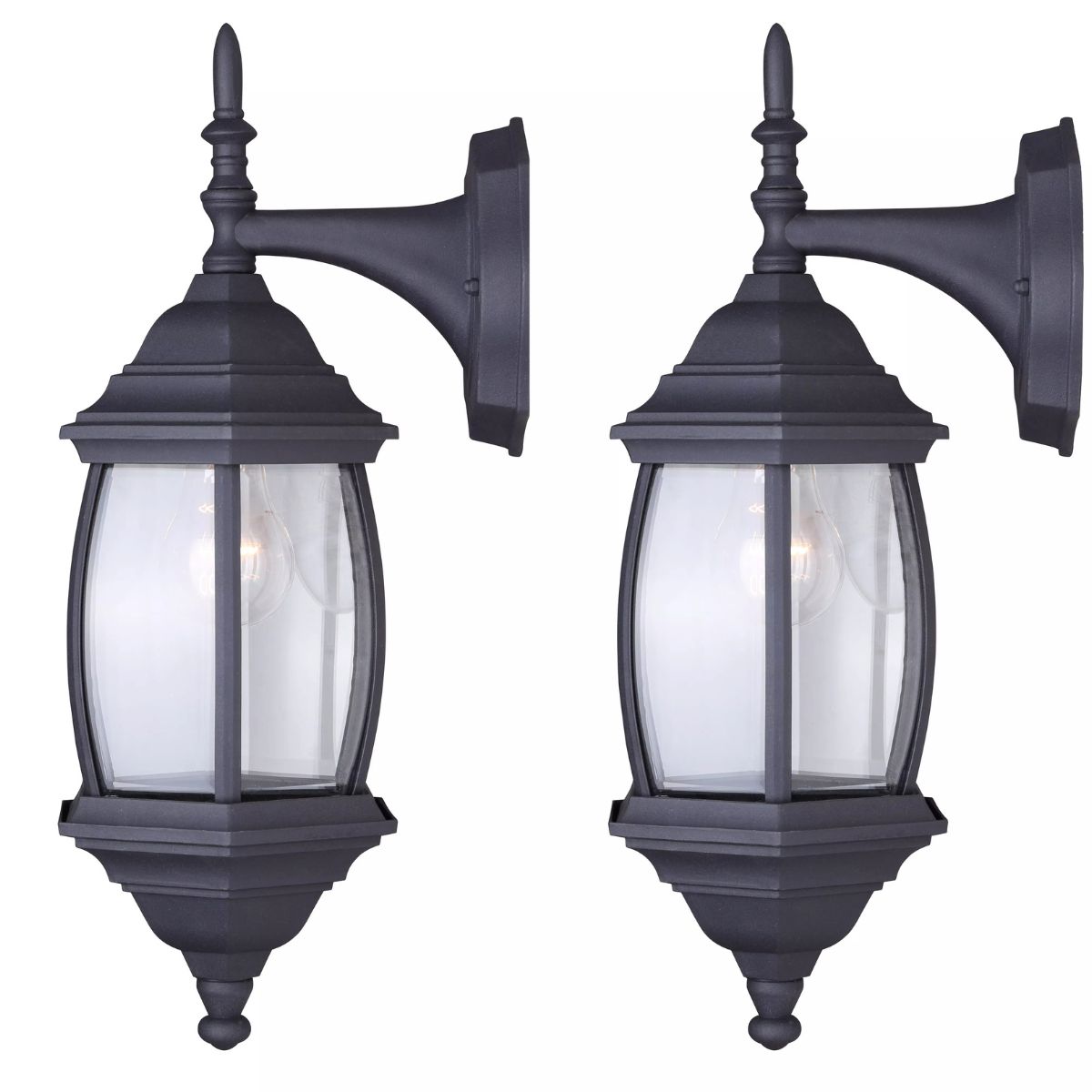 Twin Pack Light 17 in. Black Outdoor Downlight 