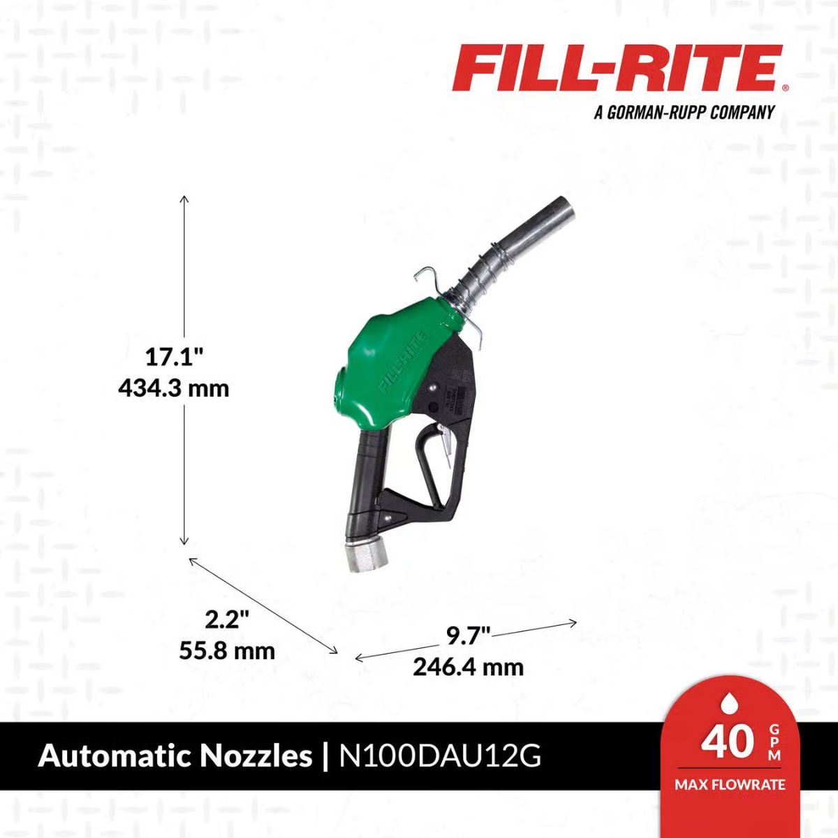 Fill-Rite Aluminum Fuel Nozzle With Hook