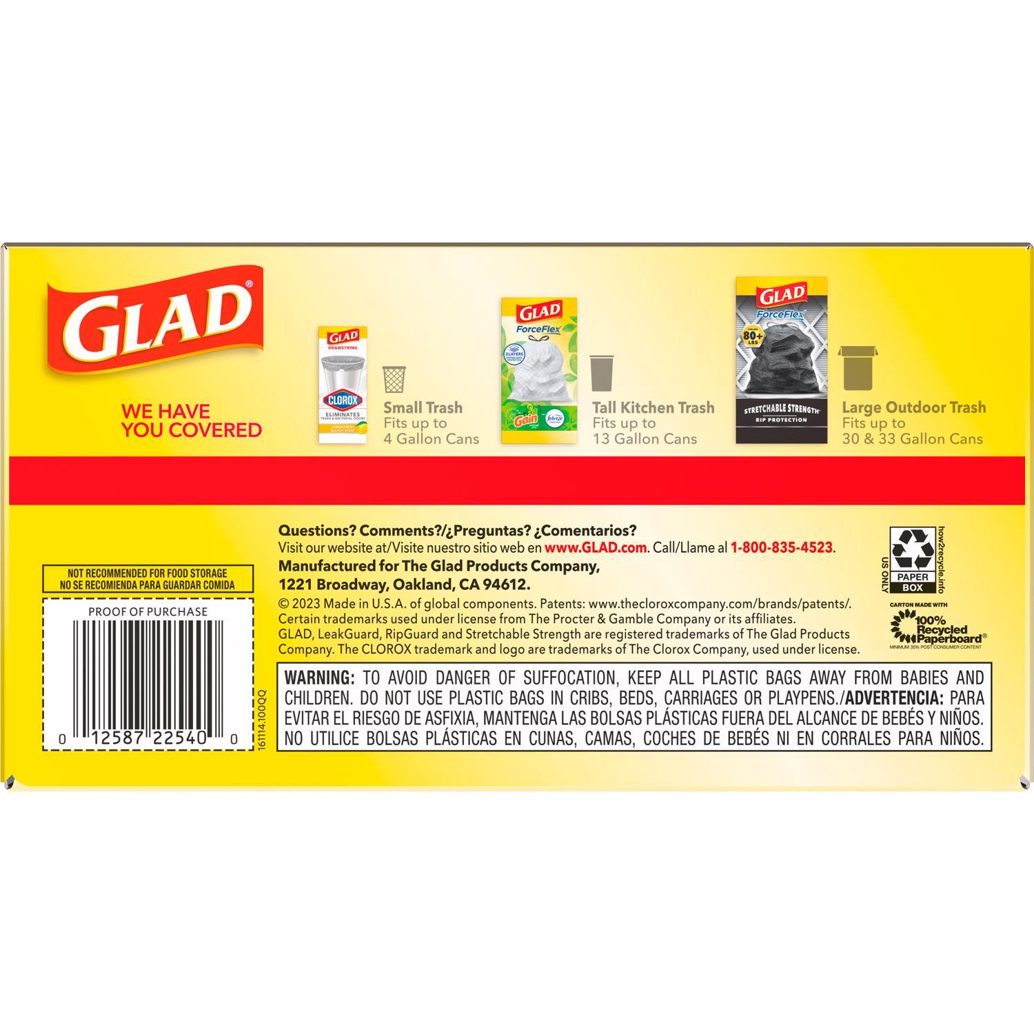 Glad Force Flex 13 gal No Scent Kitchen Trash Bags Drawstring 100 pk