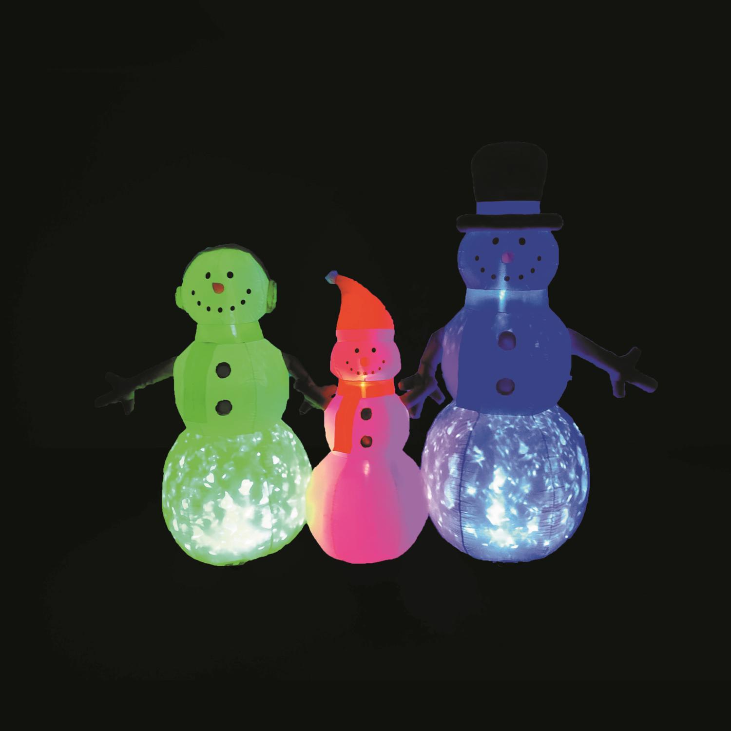 A Holiday Company LED Multi Snowman family 6 ft. Inflatable