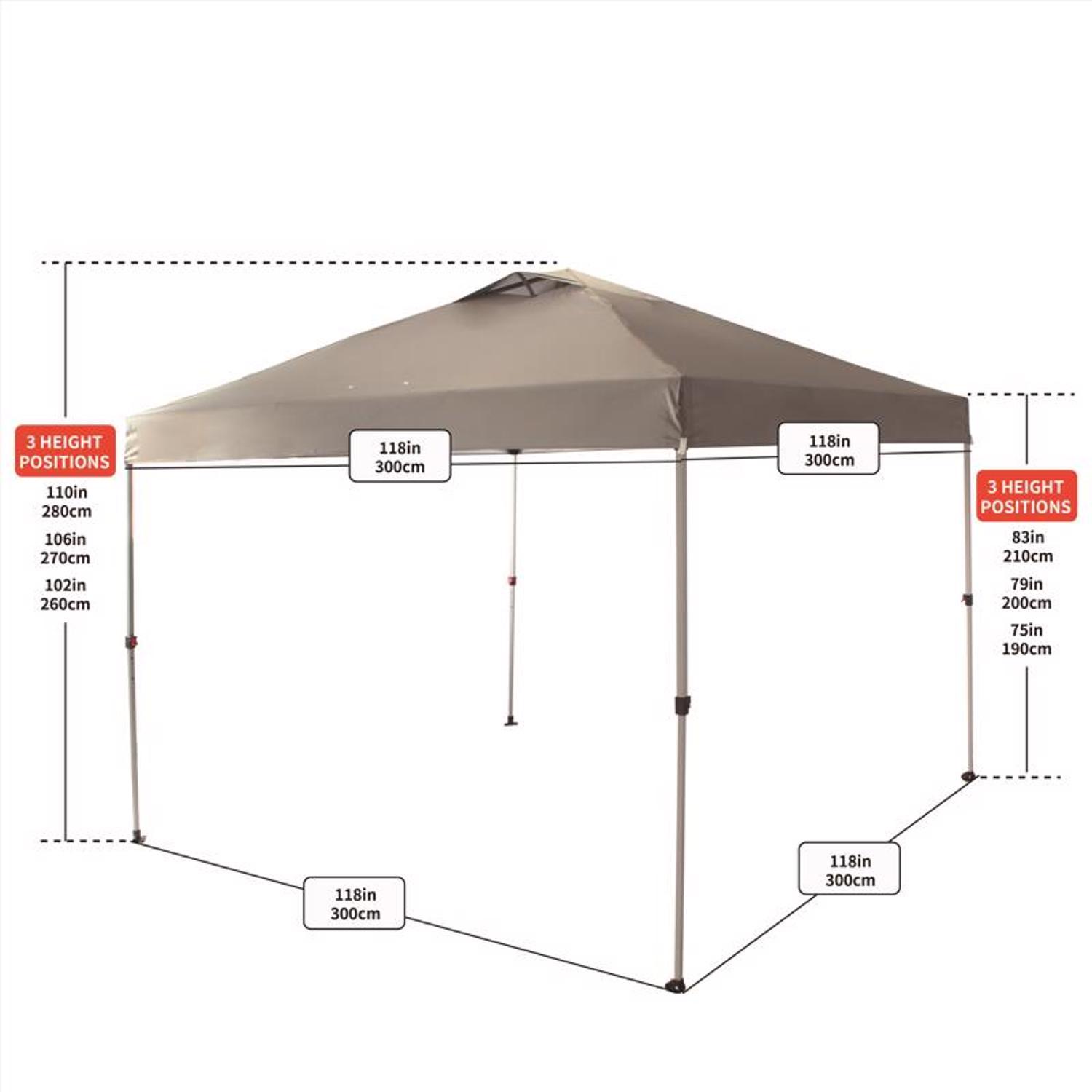 Crown Shade One Touch 150D Polyester Regal 100 Canopy 9.1 ft. H X 10 ft. W X 10 ft. L