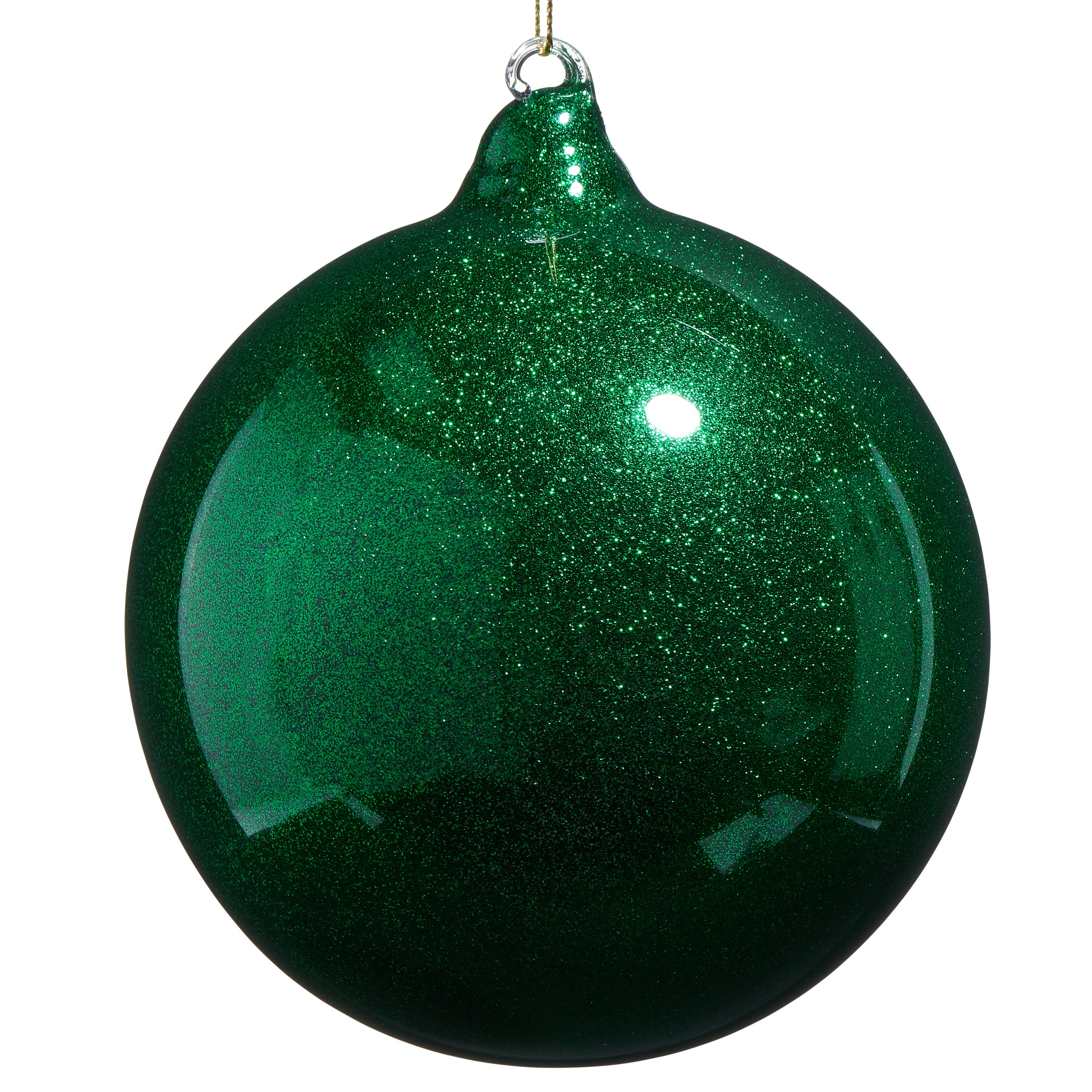 Raz Imports 5 in. Green Glitter Blown Glass Ball Ornament
