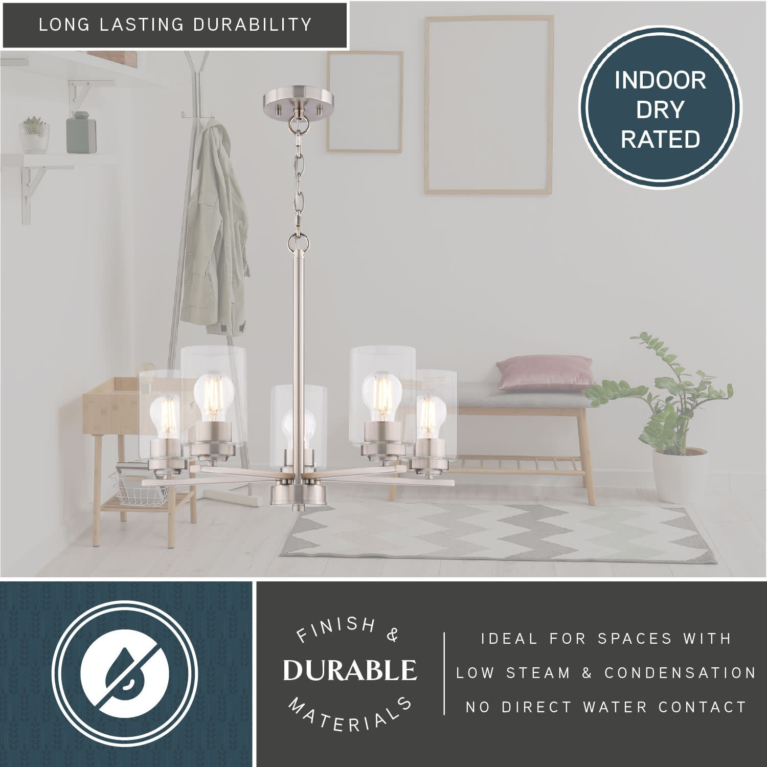 Vaxcel Lighting H0314 Park Ridge 5 Light 21 in.W Chandelier - Nickel