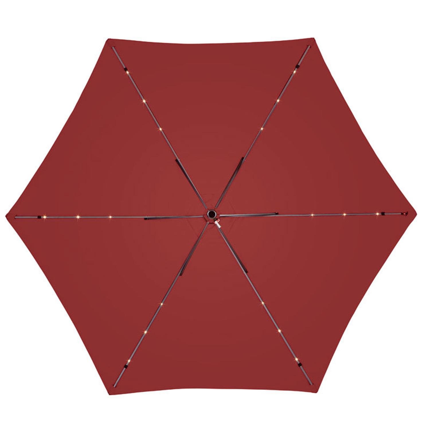 Living Accents Solar LED 9 ft. Tiltable Red Market Umbrella