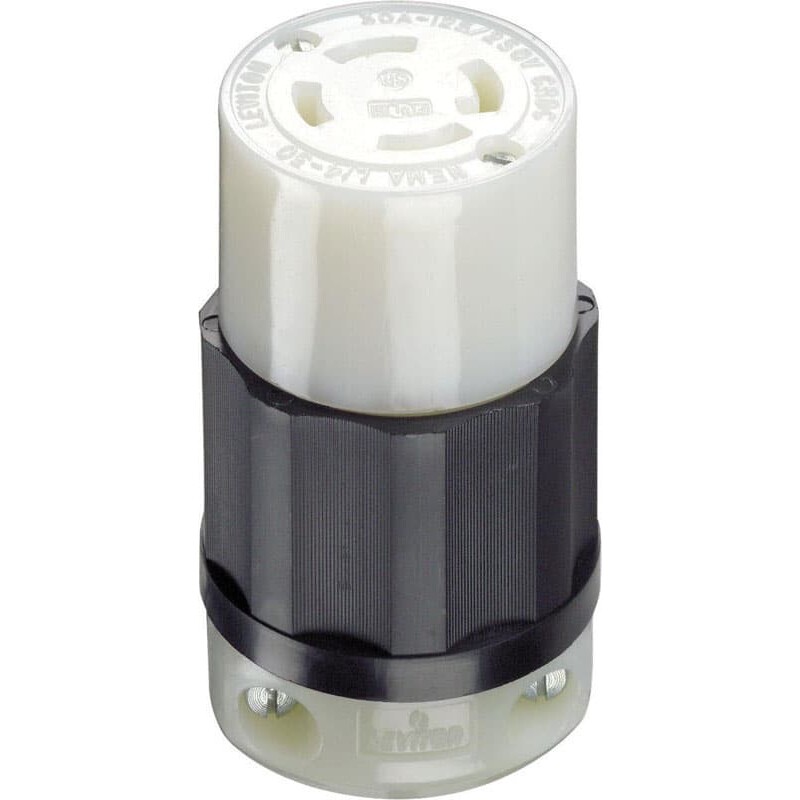 Leviton Industrial Nylon Curved Blade/Ground Locking Connector L14-30R 14-8 AWG 3 Pole 4 Wire