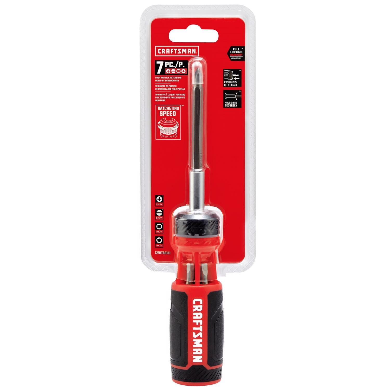 Craftsman Push-n-Pick Ratcheting Multi-Bit Screwdriver Kit 10.6 in. 7 pc
