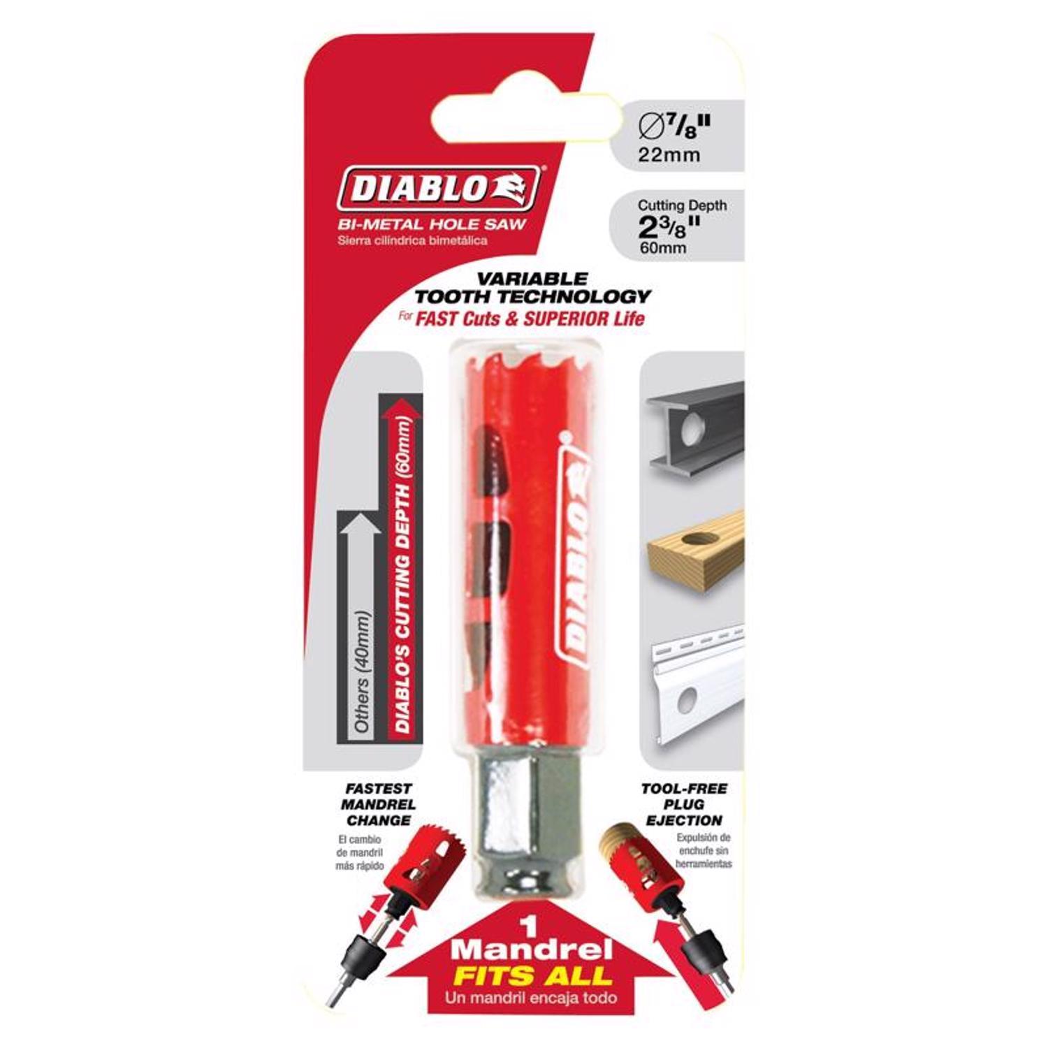 Diablo Snap-Lock Plus 7/8 in. Bi-Metal Hole Saw 1 pc