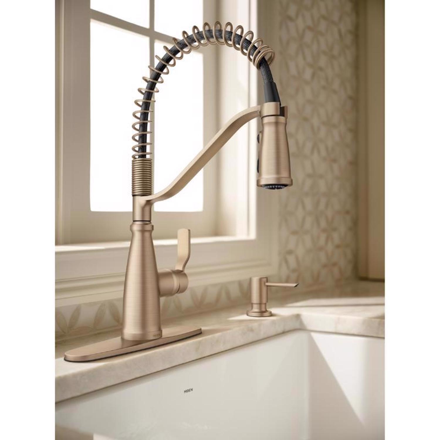 Moen Nolia One Handle Bronzed Gold Pull-Down Kitchen Faucet