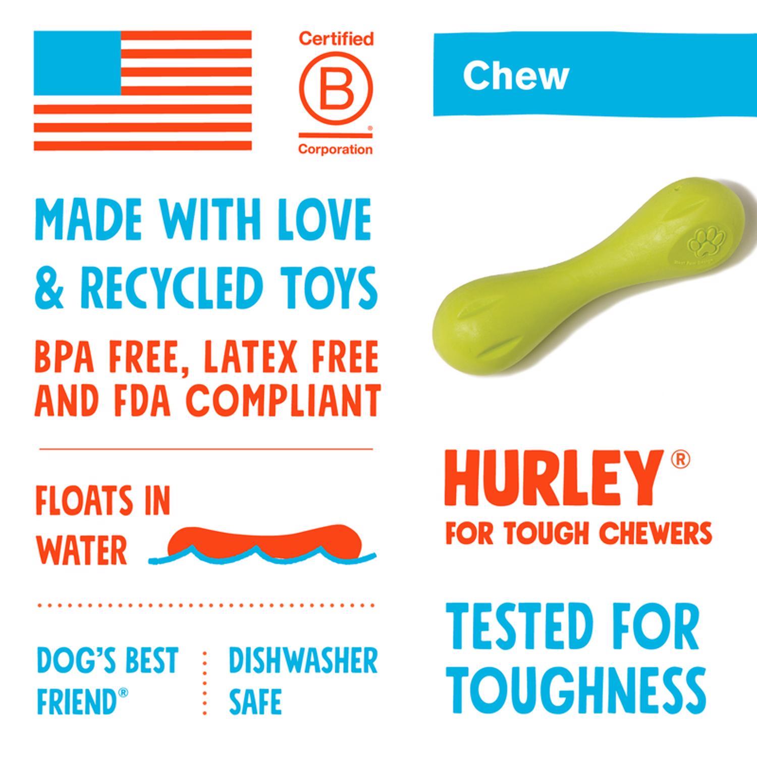 West Paw Zogoflex For Dog Plastic Hurley Bone Chew Dog Toy Small 1 pk