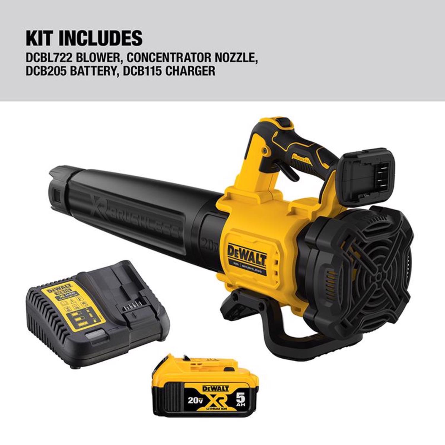 DeWalt 20V MAX DCBL722P1 125 mph 450 CFM 20 V Battery Handheld Blower Kit (Battery & Charger)