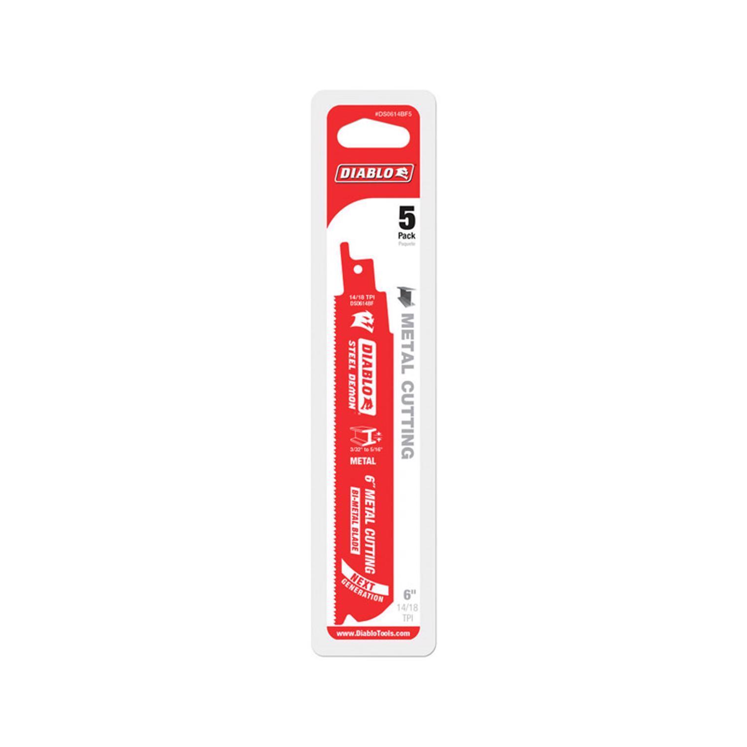 Diablo 6 in. Bi-Metal Medium Metal Reciprocating Saw Blade 14/18 TPI 5 pk