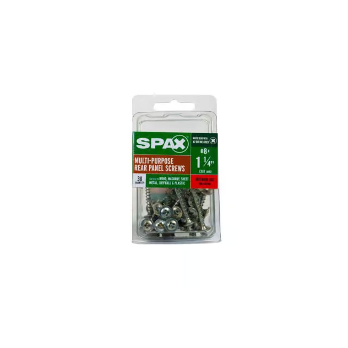 SPAX No. 8 x 1-1/4 in. L Phillips/Square Zinc-Plated Serrated Multi-Material Screw 30 Pack