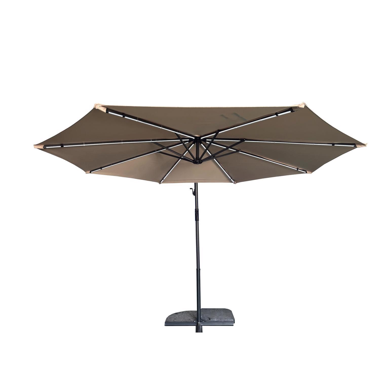 Living Accents 10 ft. Tiltable Taupe Offset Umbrella
