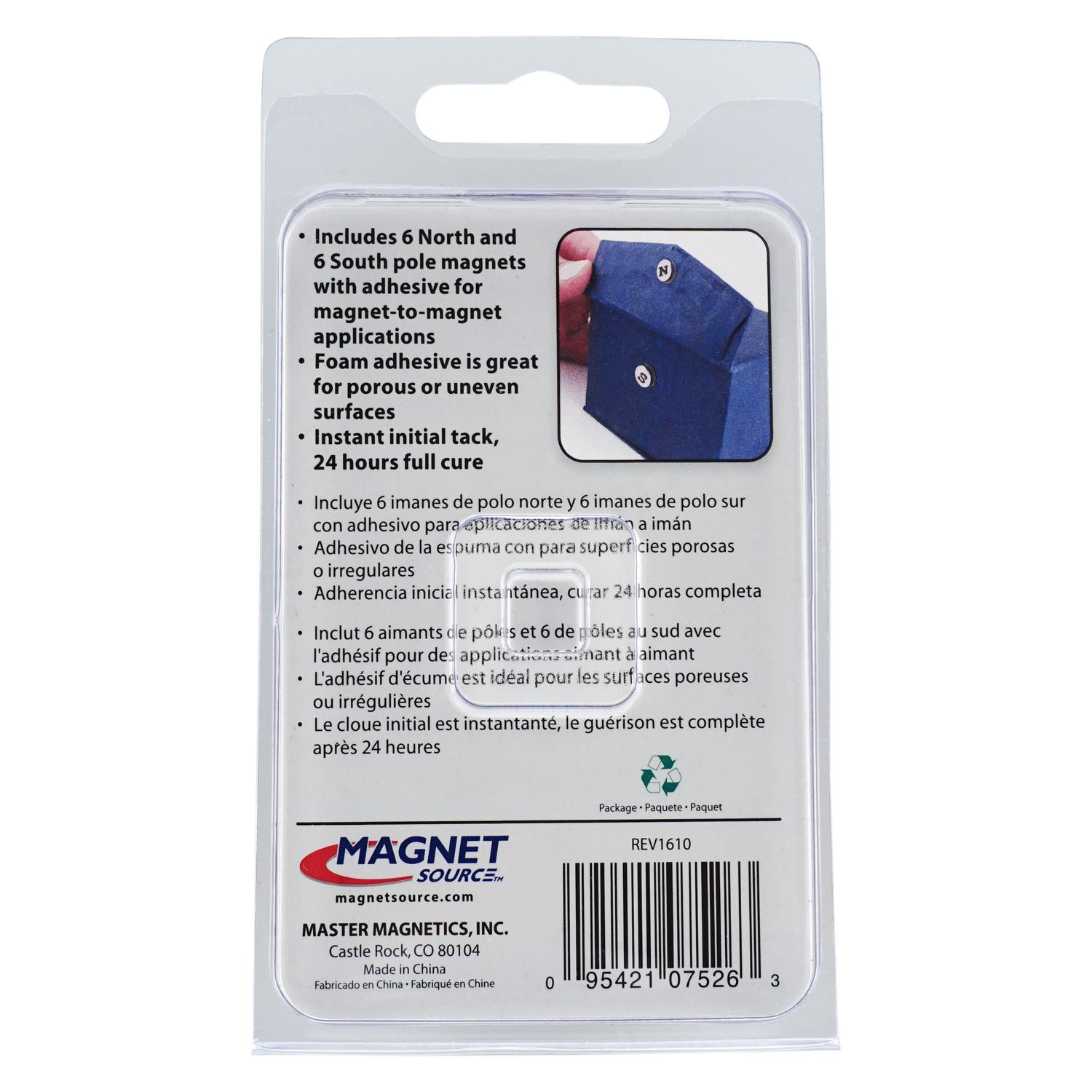 Magnet Source 0.375 in. L X 0.375 in. W Silver Disc Magnets with Adhesive 1.68 lb. pull 12 pc