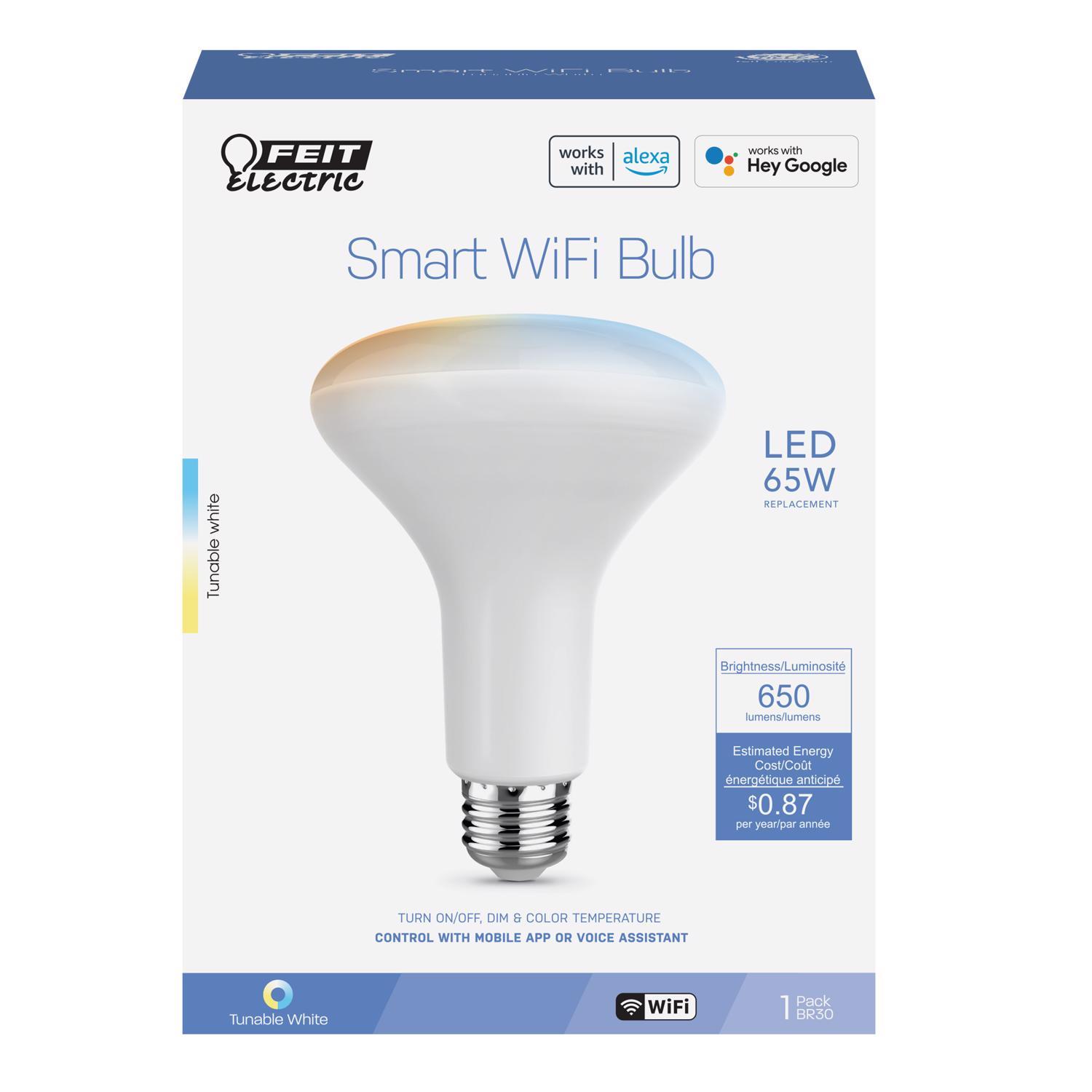 Feit BR30 E26 (Medium) Smart-Enabled LED Bulb Adjustable White 65 Watt Equivalence 1 Pack