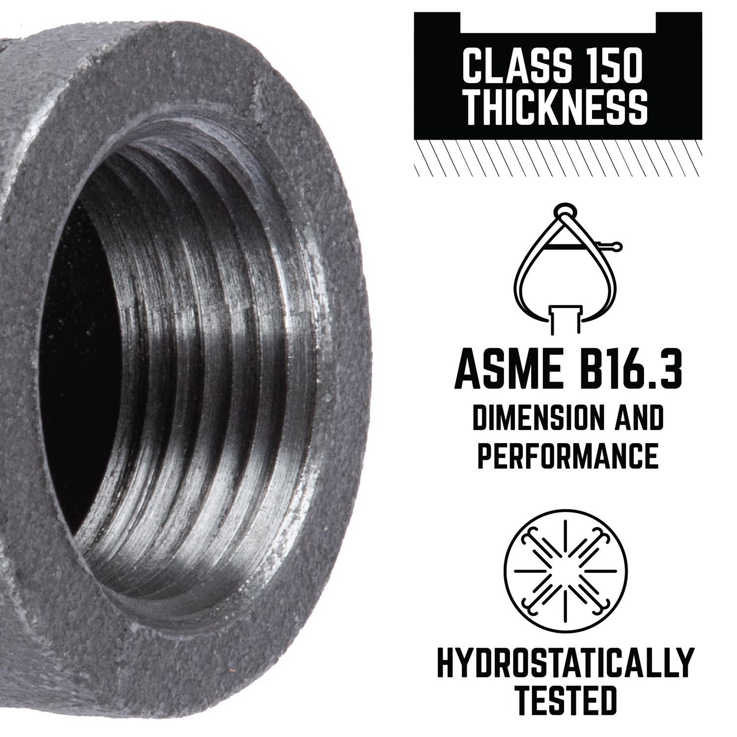 STZ Industries 3/4 in. FIP each X 3/4 in. D FIP 3/4 in. D FIP Black Malleable Iron Tee