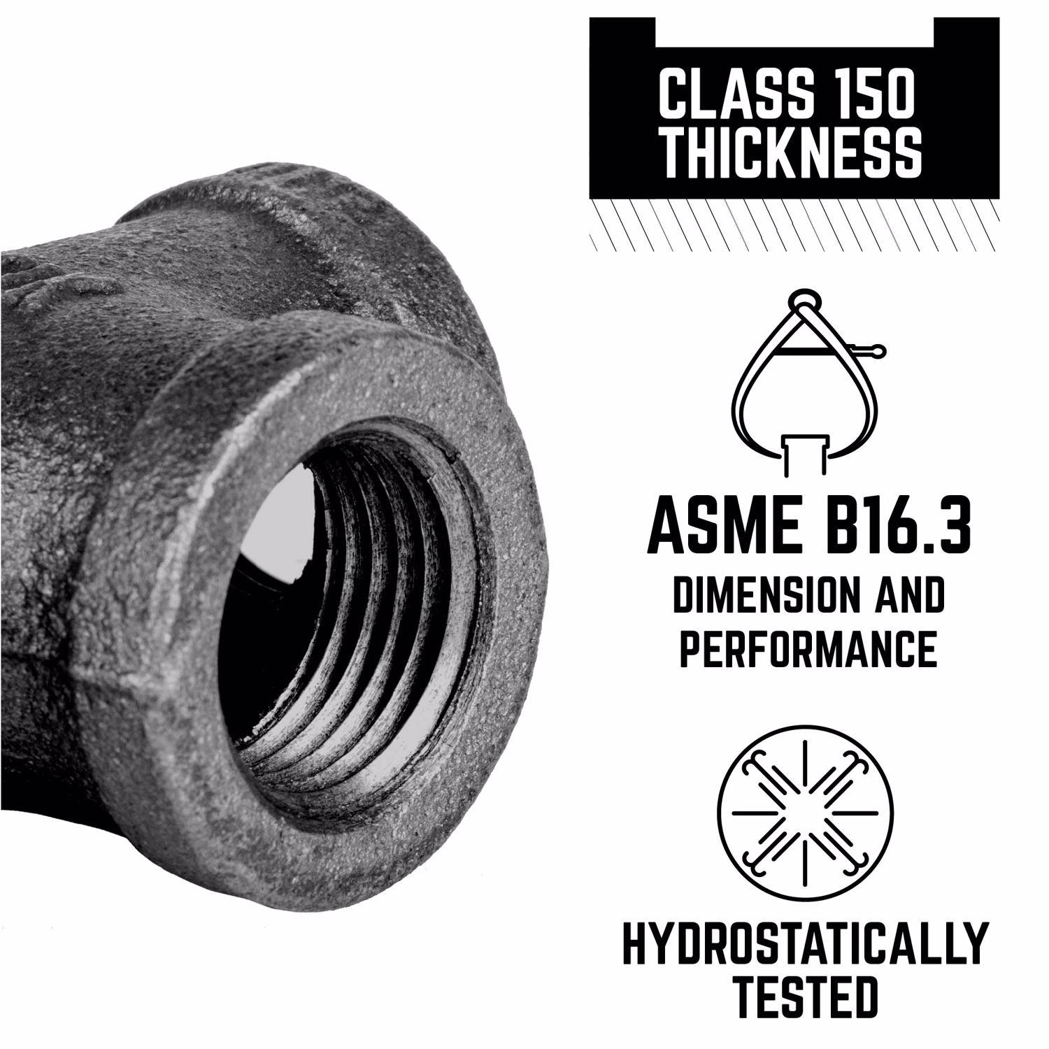 STZ Industries 3/8 in. FIP each X 3/8 in. D FIP 3/8 in. D FIP Black Malleable Iron Tee