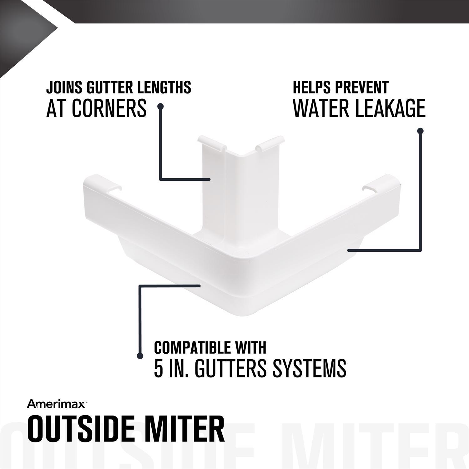 Amerimax 6 in. H X 6.15 in. W X 6.25 in. L White Vinyl K Outside Corner