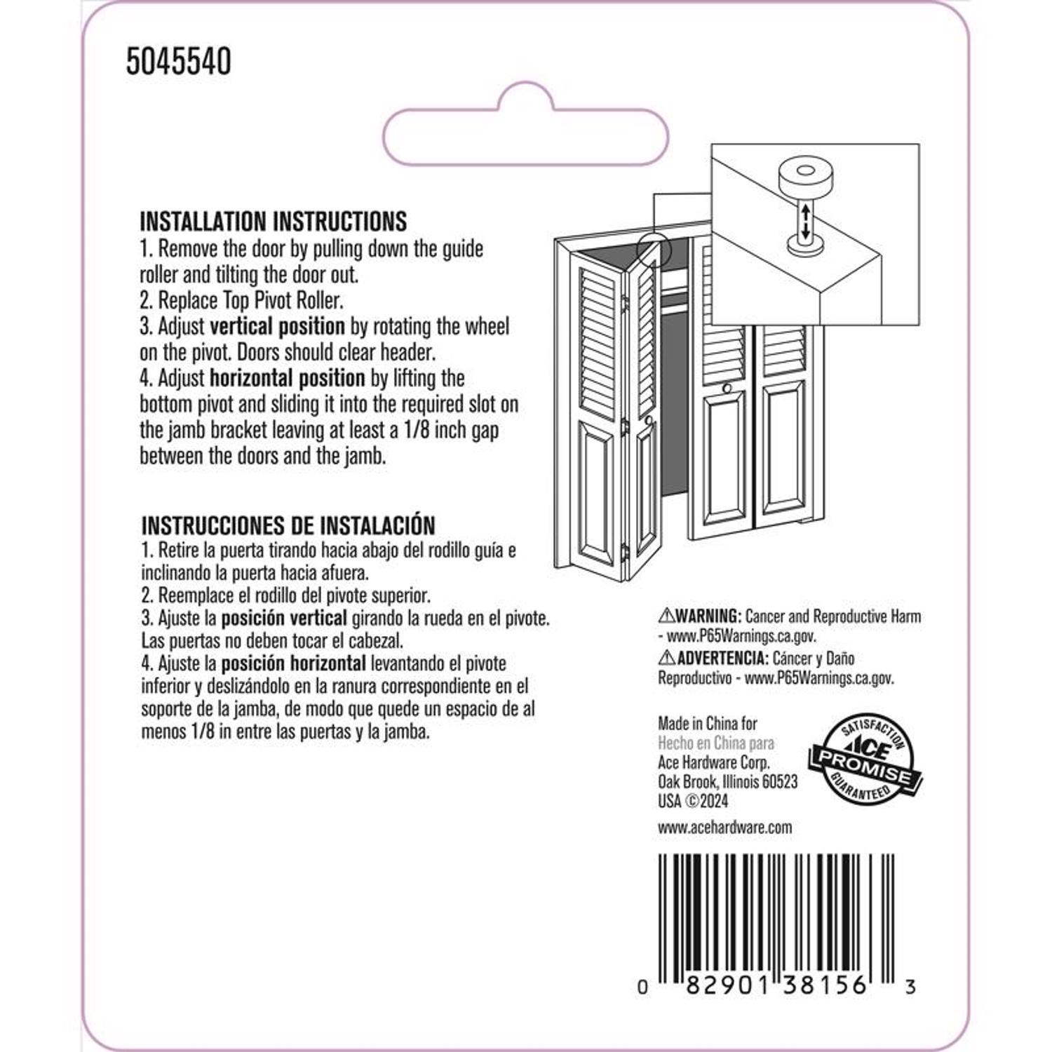 Ace Silver Nylon/Steel Bi-fold Door Top Wheel Guide 2 pc