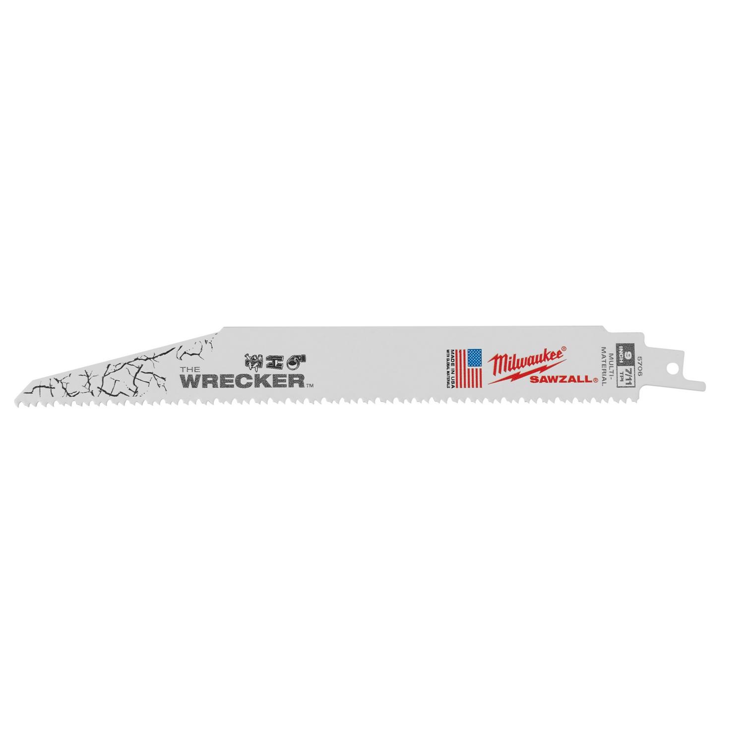 Milwaukee The Wrecker 9 in. Bi-Metal Demo Reciprocating Saw Blade 7/11 TPI 1 pk