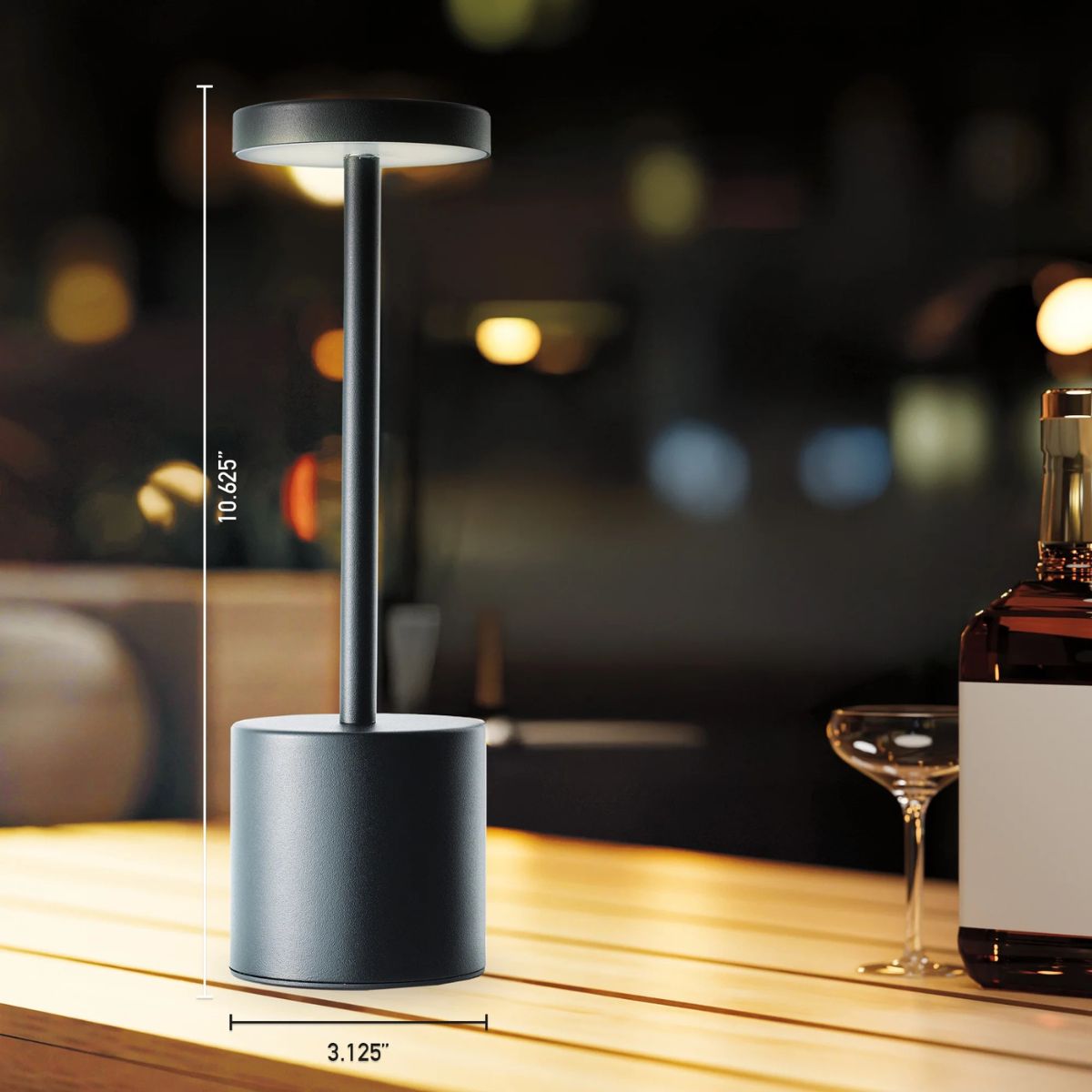 Sensor Brite Cordless LED Table Lamp, USB-C Rechargeable, Durable Construction, Black