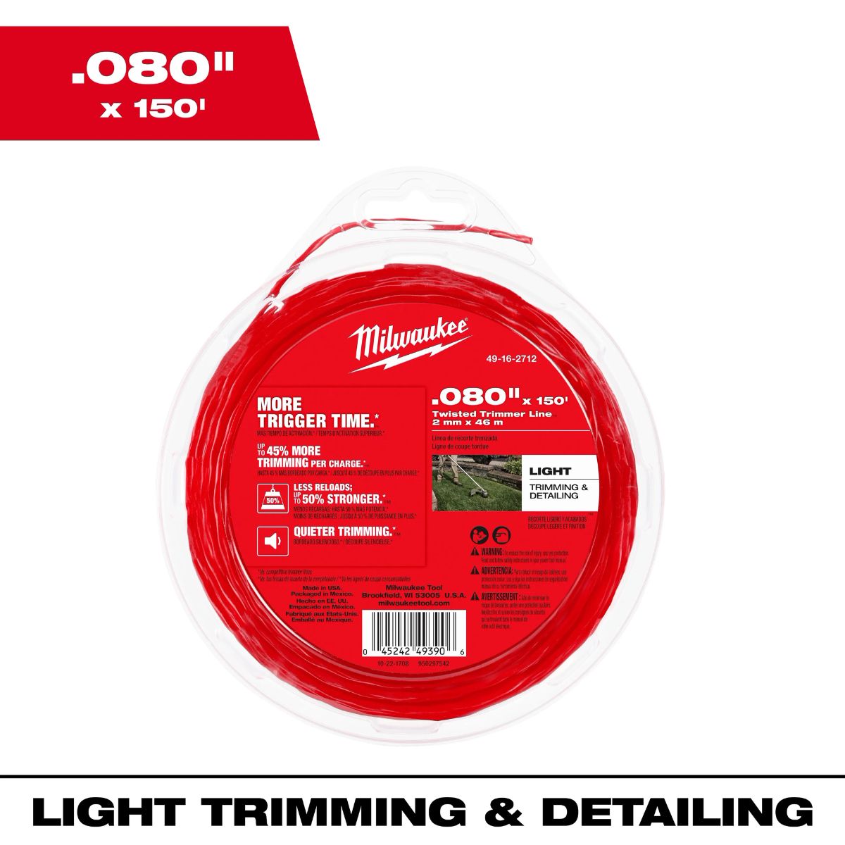Milwaukee .080 in. x 150 ft.. Twisted Trimmer Line