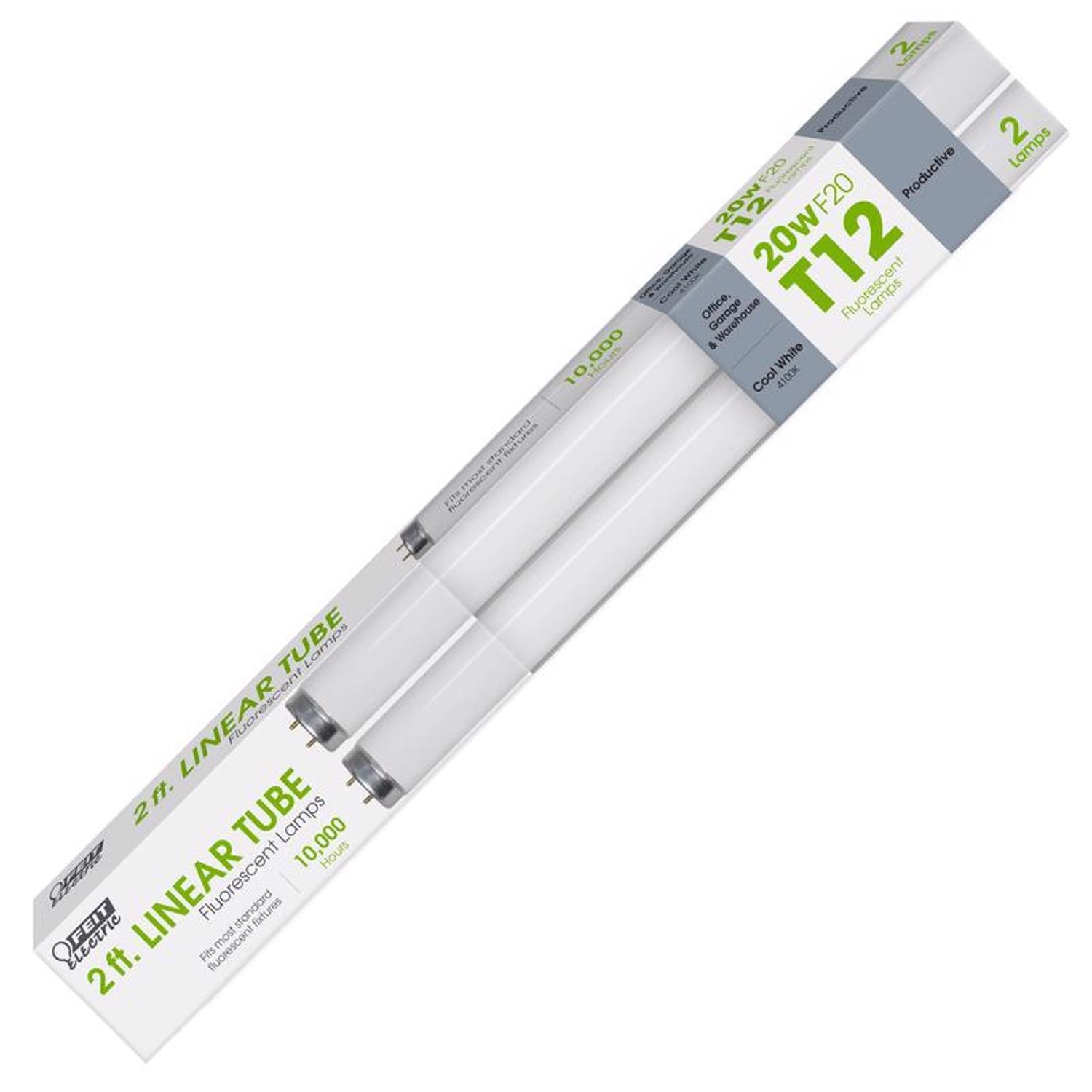 Feit 20 watt 1.5 in. Dia. x 24 in. L Fluorescent Bulb Cool White Linear 2 pk