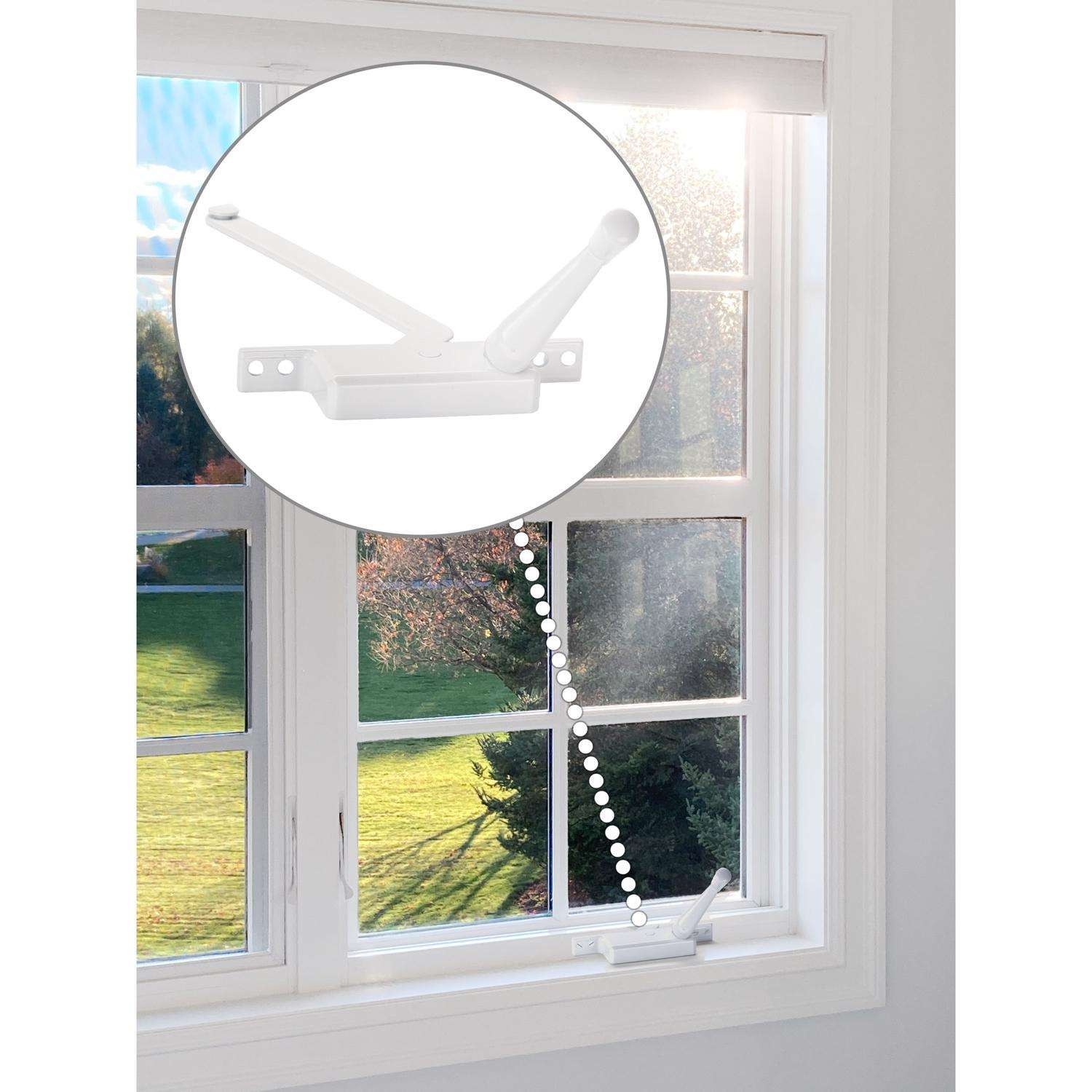 Ace White Steel Right Single-Arm Casement Operator w/Crank For Jalousie