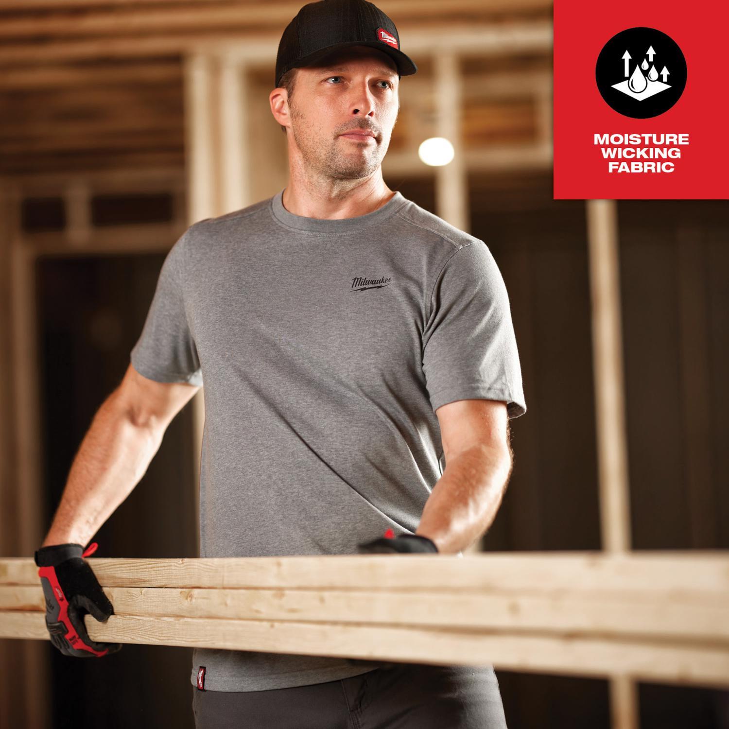 Milwaukee M Short Sleeve Men's Crew Neck Black Hybrid Work Tee Shirt
