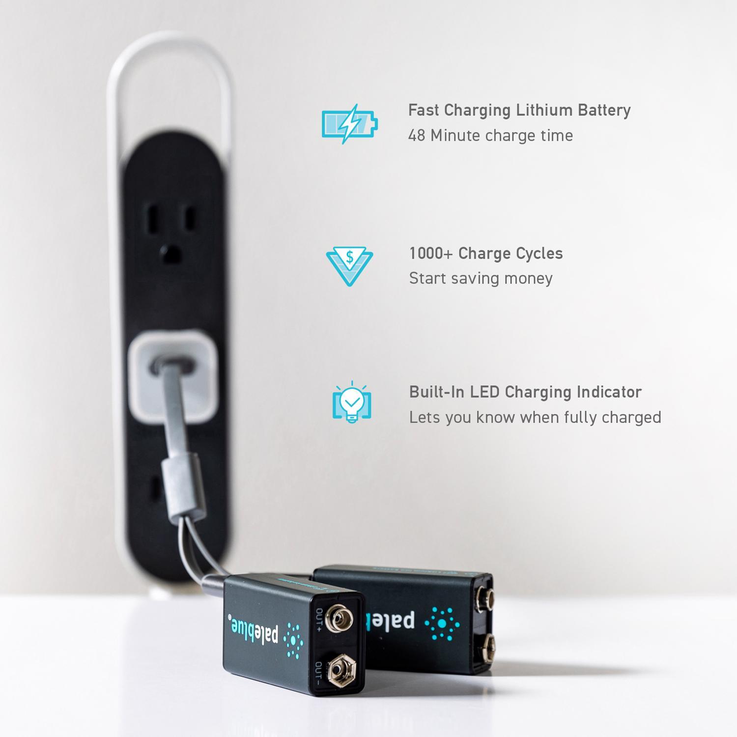 Pale Blue Earth 9-Volt Lithium Batteries 2 Pack Clamshell