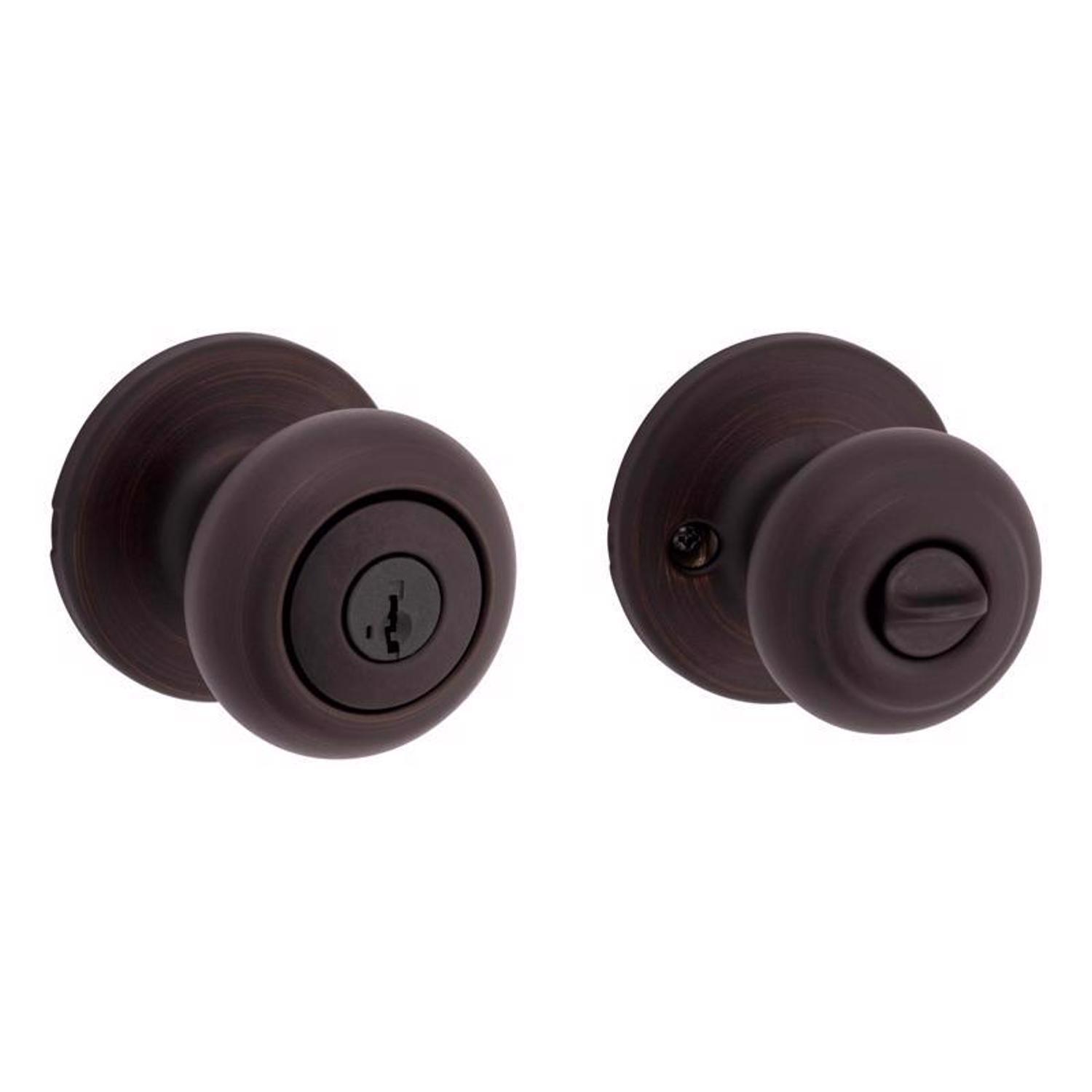 Kwikset SmartKey Security Cove Venetian Bronze Entry Door Knob KW1 2-3/4 in.