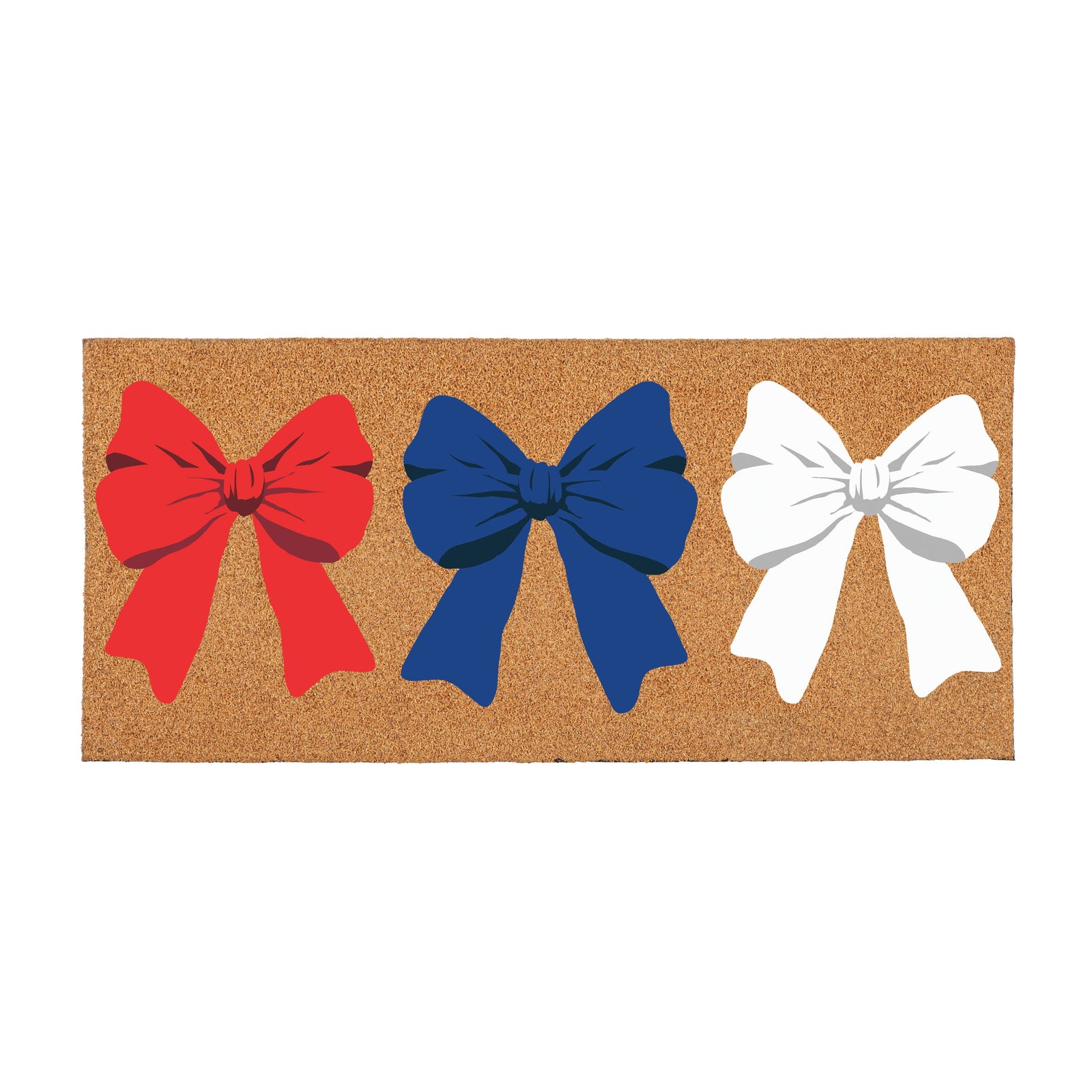 American Classic Red White & Bows Flocked Coir Sassafras Switch Mat, Tri-Color, 22 in. x 10 in.