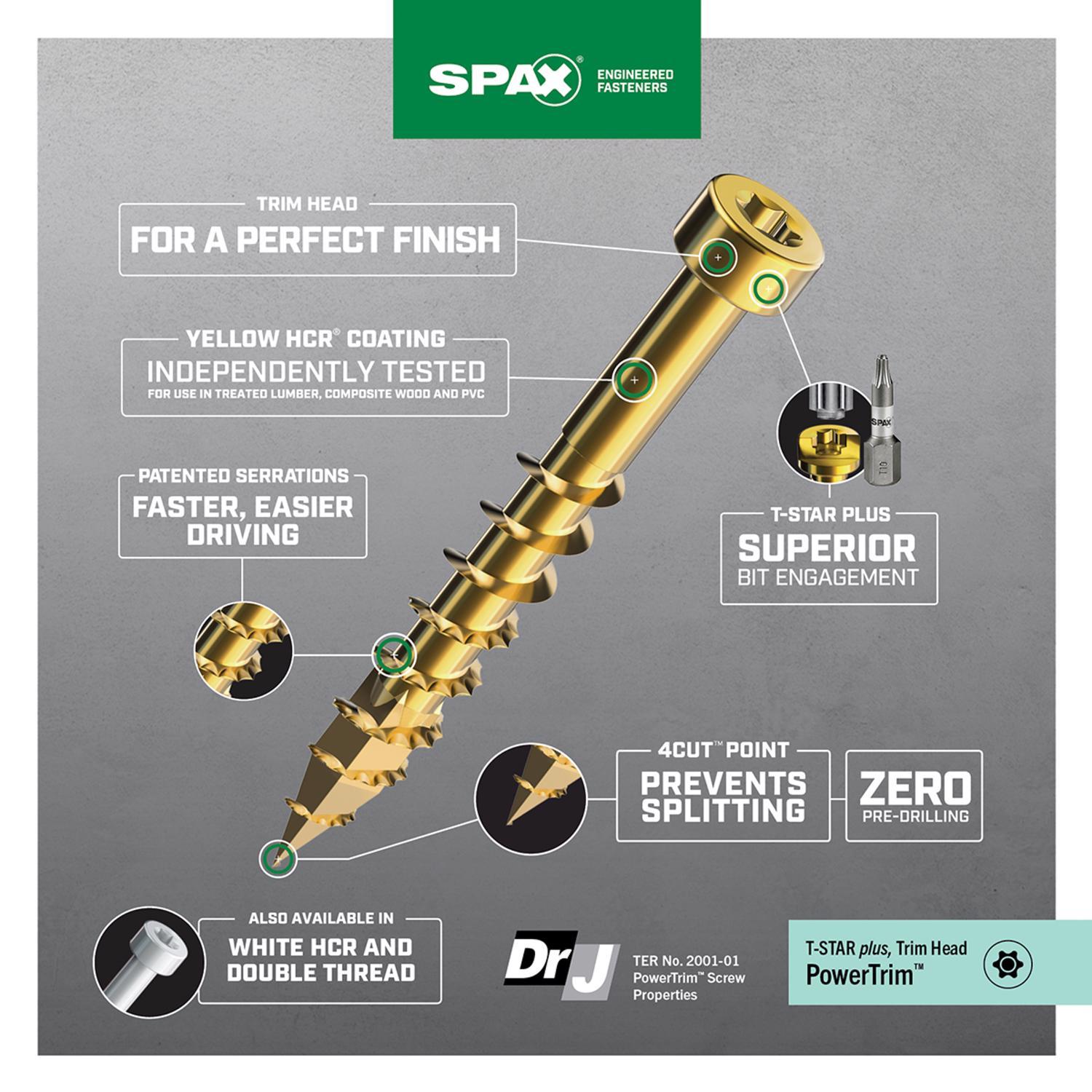 SPAX PowerTrim No. 8 in. X 3-1/8 in. L Star Round Head Serrated Trim Screws