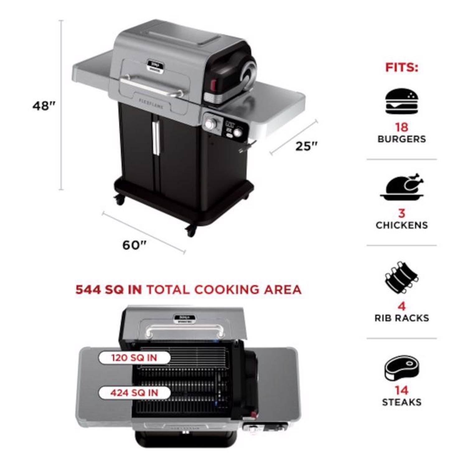 Ninja FlexFlame 3 Burner Liquid Propane Grill Black/Silver