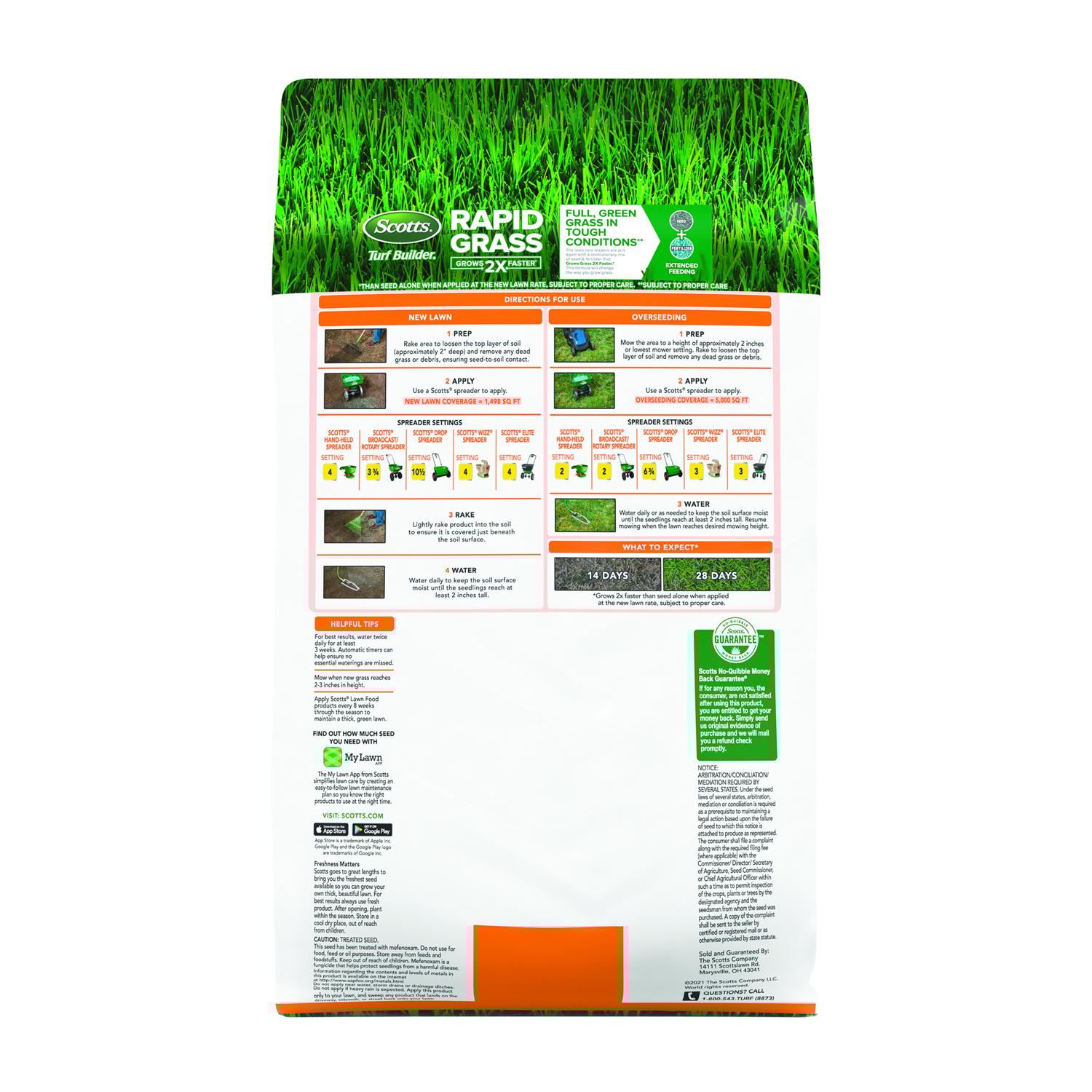 Scotts Turf Builder Rapid Grass Bermuda Grass Sun or Shade Grass Seed and Fertilizer 4 lb