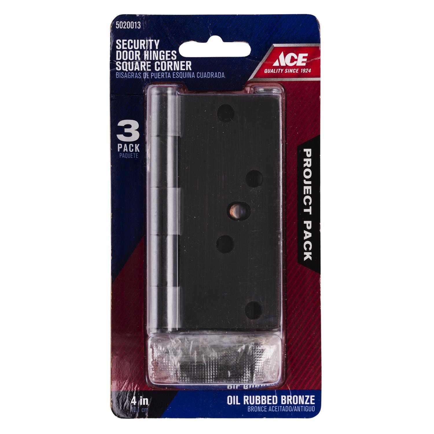 Ace 4 in. L Oil Rubbed Bronze Residential Door Hinge 3 pk